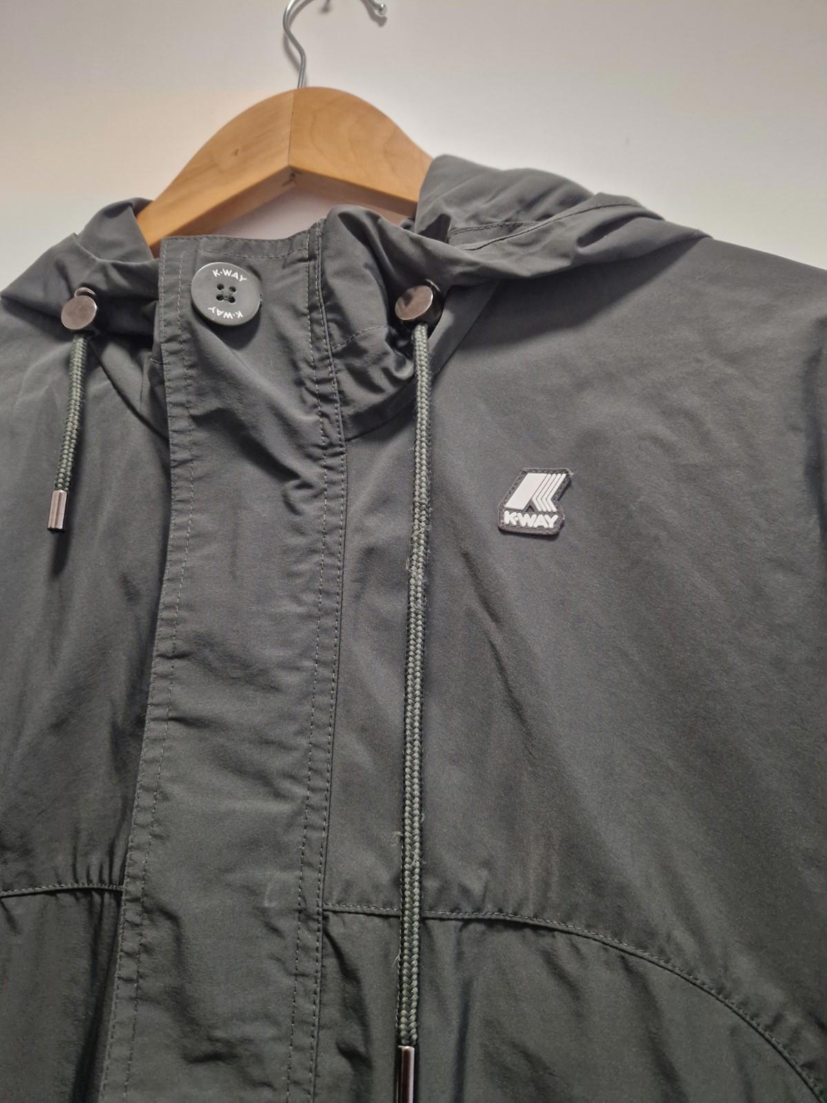 K- Way Bruno Poly Canvas Black Lightweight Hooded Packdown Jacket Uk Medium  Gc