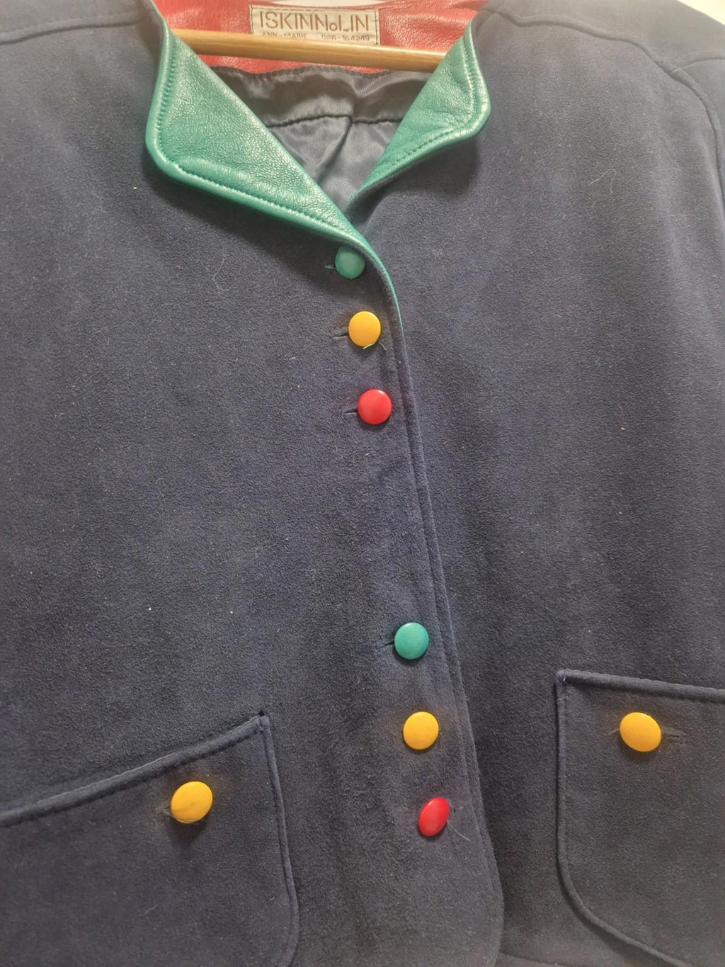 Vintage 80s Iskinolin Ann Marie Suede Ladies Jacket Padded Shoulders Uk S Vgc