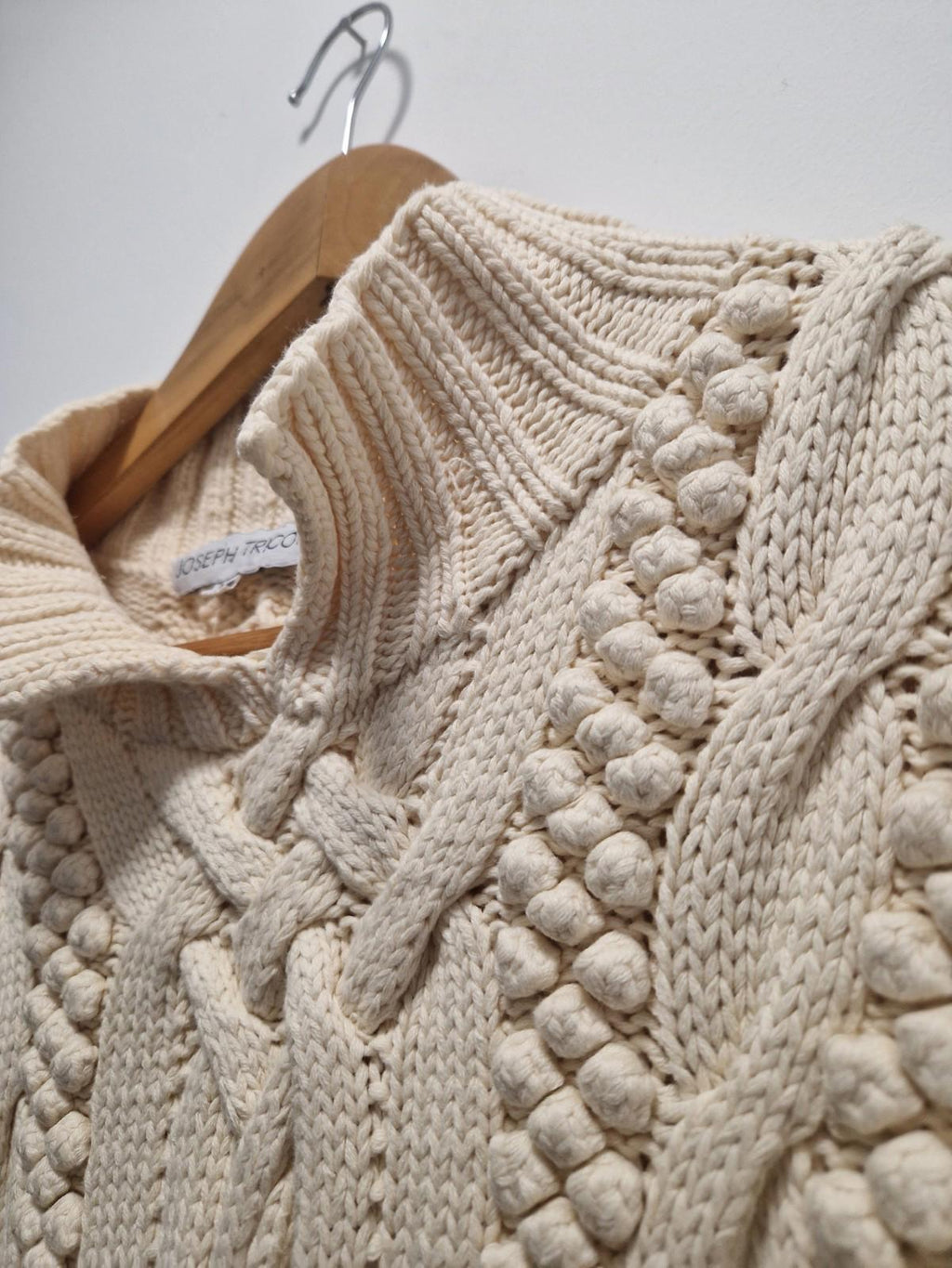 Vintage 90s Joseph Tricot Heavyweight  Cream 100% Cotton Cable Knit Jumper Uk M