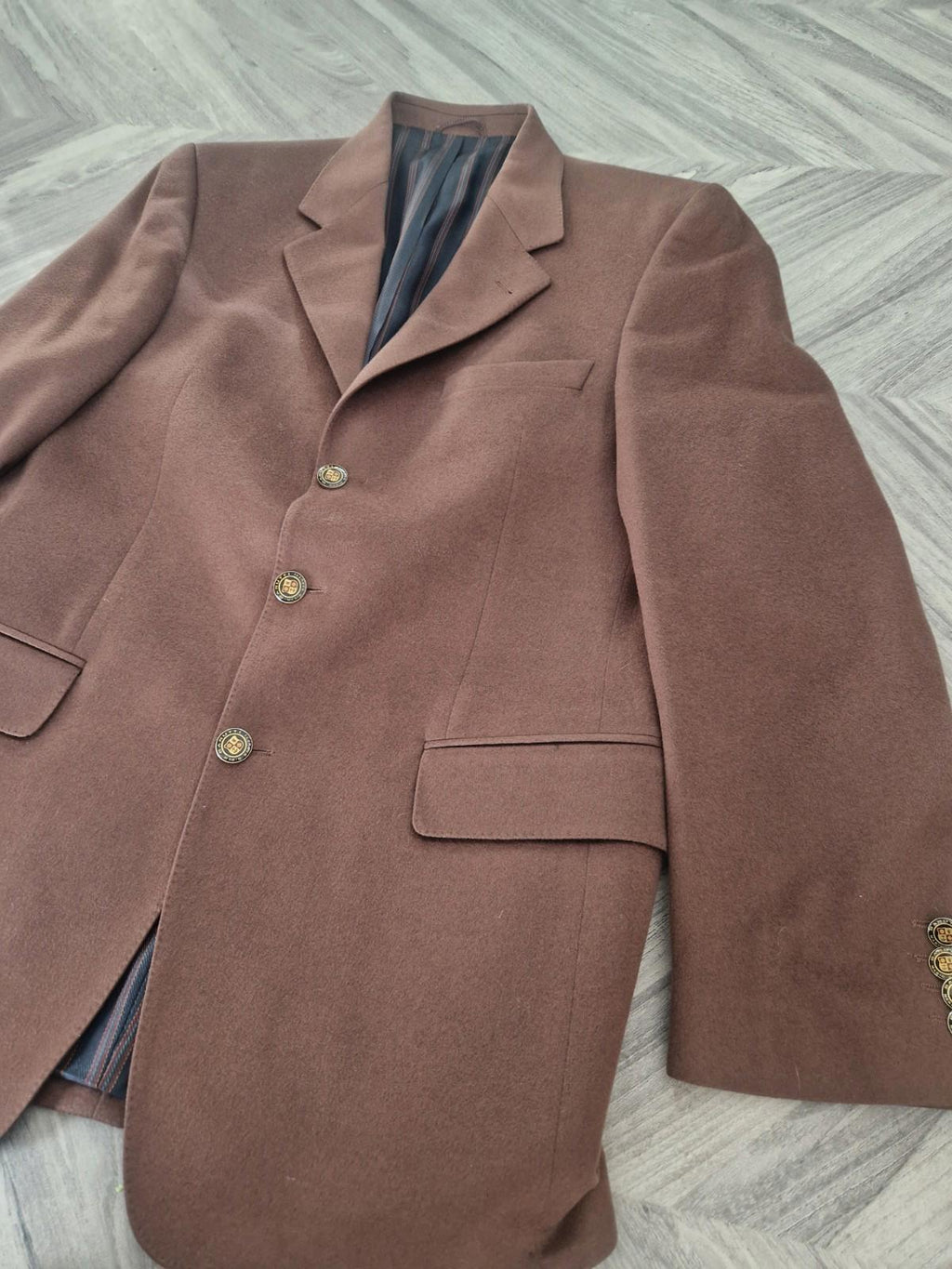 Mario Barutti Ing Loro Paina Italian Wool Cashmere Blend Brown Blazer Jacket 46R