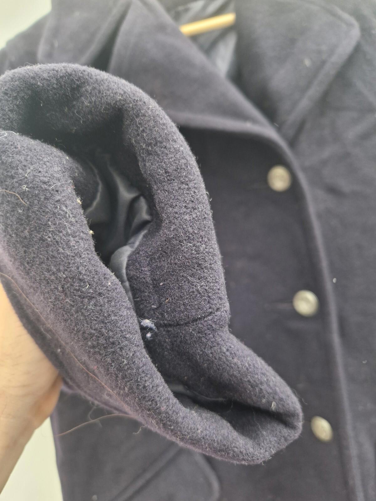 Nuage Ladies Navy Blue Wool Pea Coat Uk Size 10 Metal Buttons