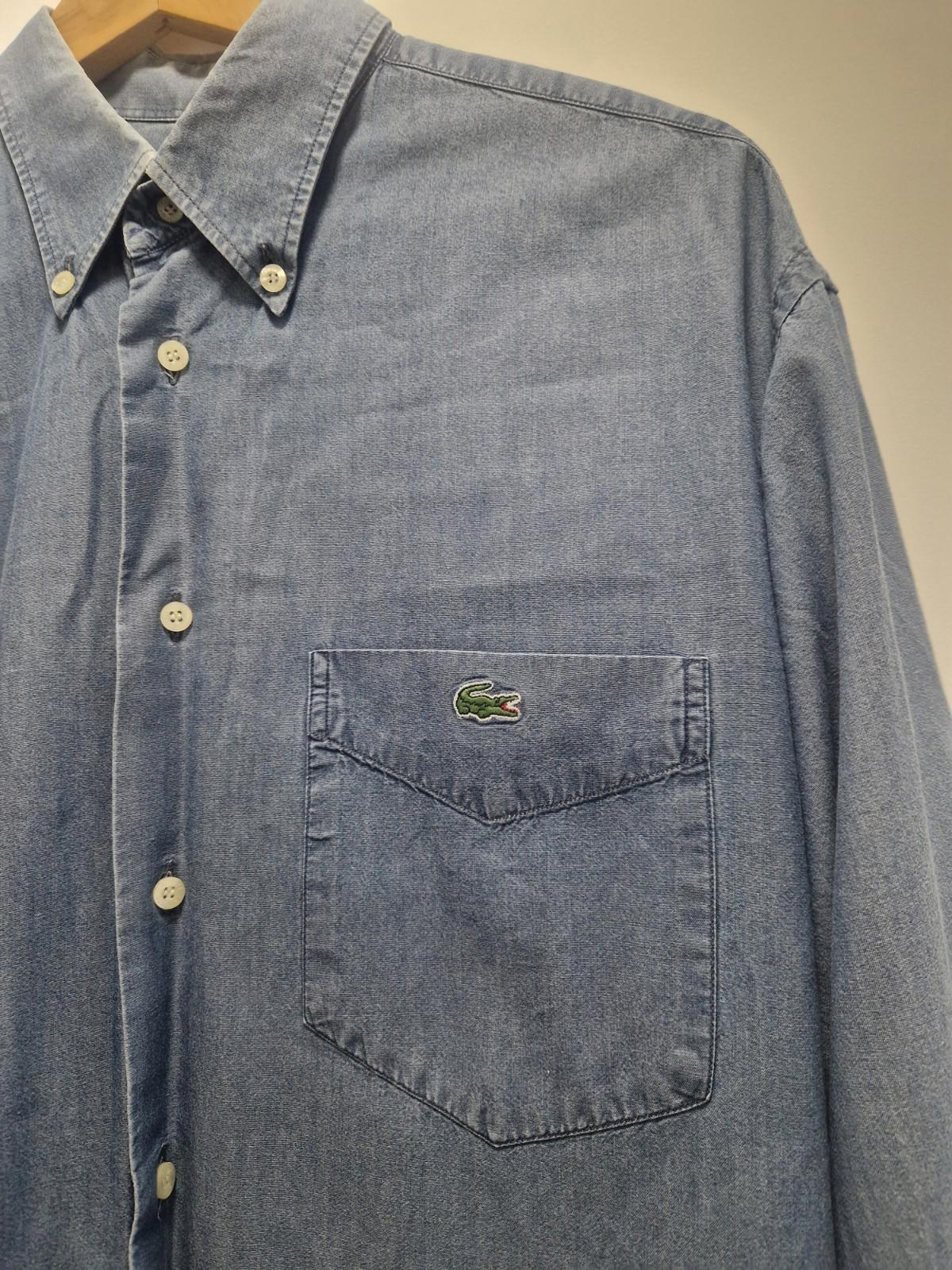 Lacoste Mens Blue Full Button Shirt 100% Cotton Size 42  Pit 2 Pit 23" Uk Xl Gc