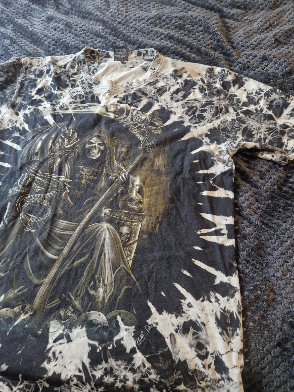 Grim Reaper Glow in the Dark Tie Dye Graphic T-Shirt Uk Size  Xl On A Wild Tag