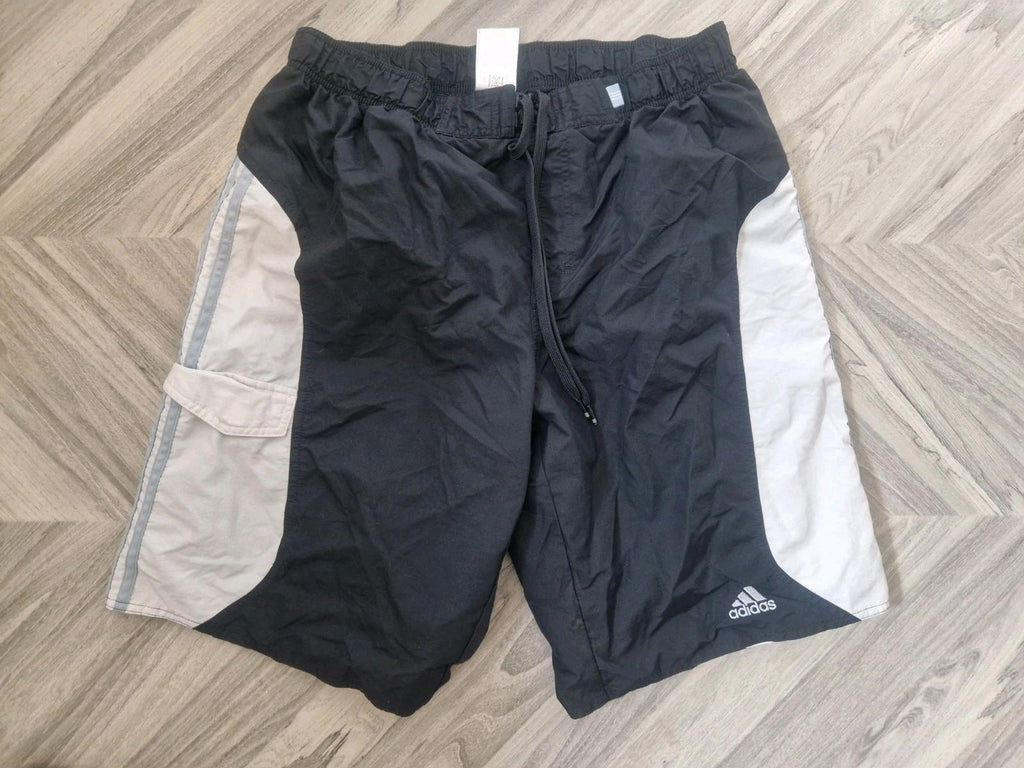 Adidas Mesh Lined Black & White Hits Shorts With Side Pocket Uk Size L Gc 2012