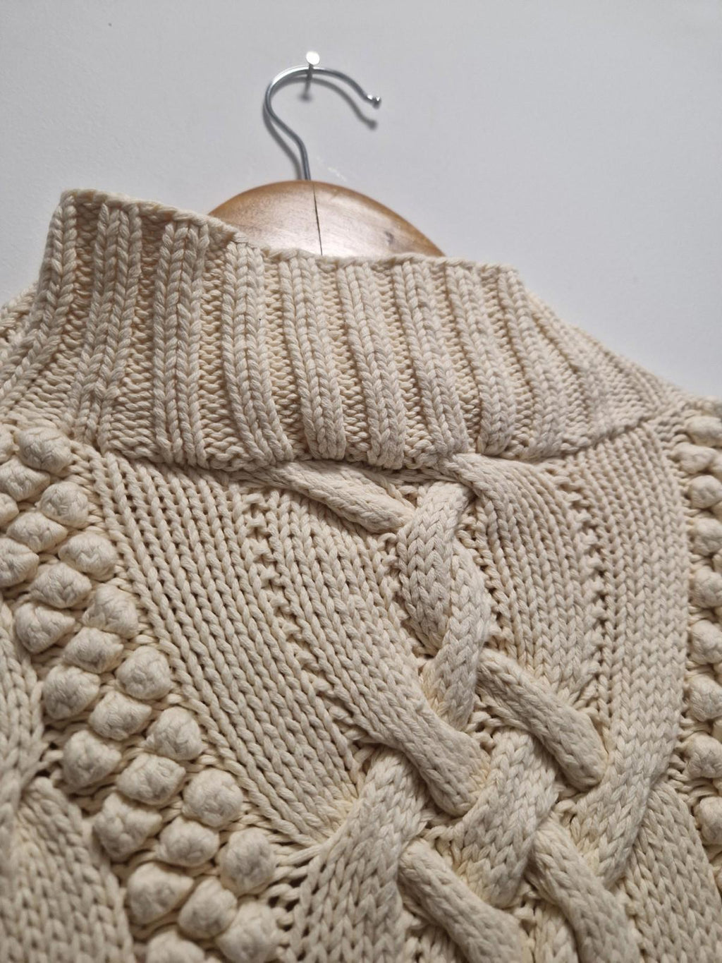 Vintage 90s Joseph Tricot Heavyweight  Cream 100% Cotton Cable Knit Jumper Uk M
