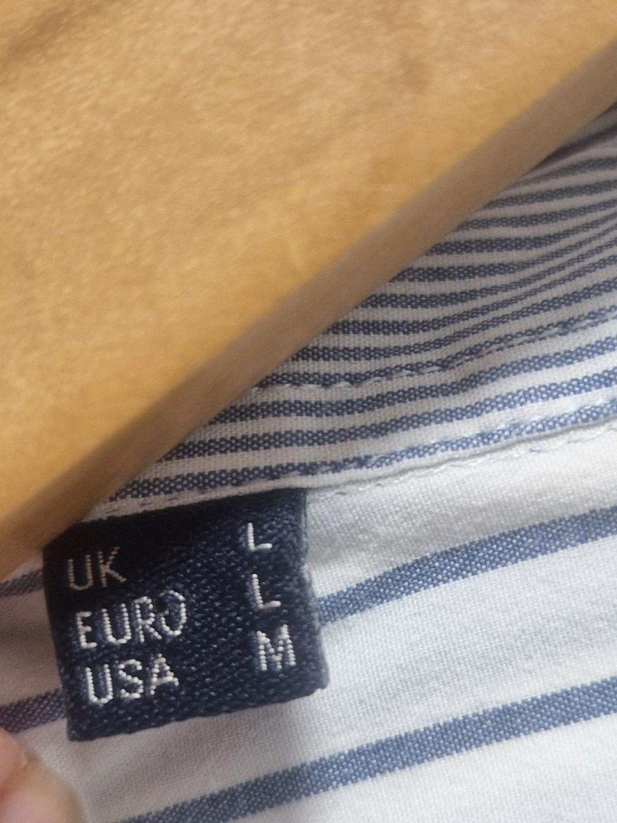 Barbour Mens Blue & White 100% Cotton Full Button Shirt Uk L Gc