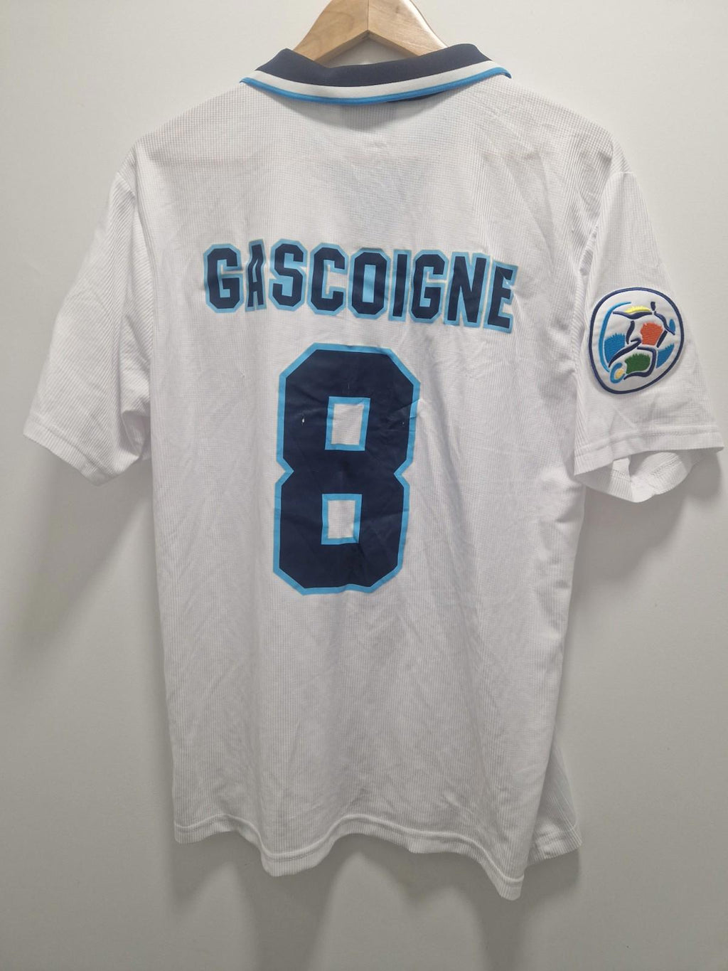 England Euro 1996 home football jersey with Paul Gascoigne's name & number Xl