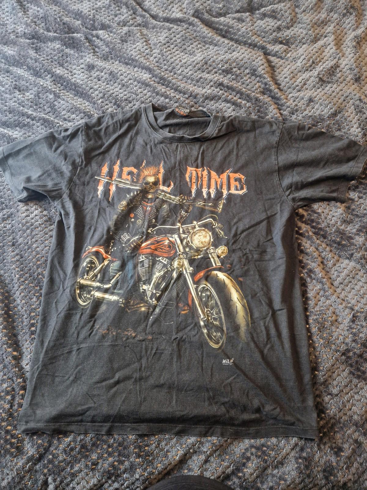 Hell Time Heavy Metal Biker Graphic T-shirt  Uk Size Xl On A Wild Tag Vgc