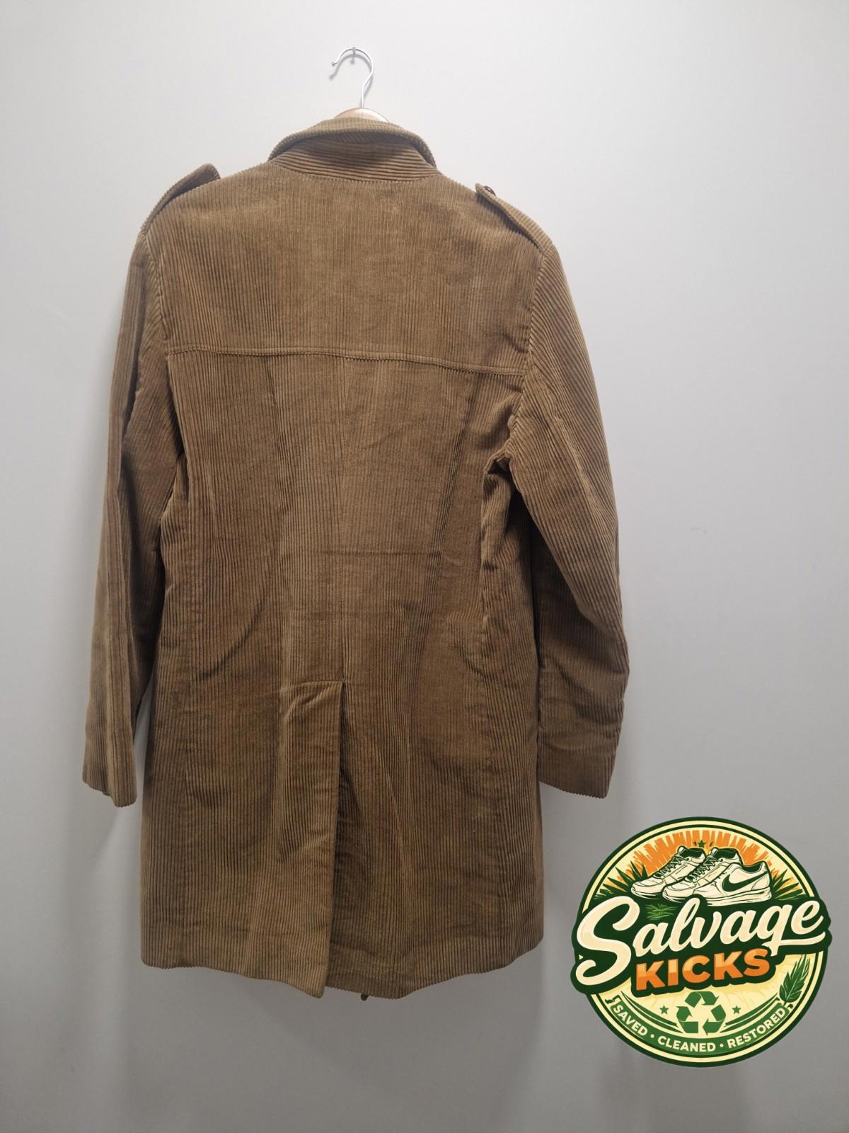 Vintage Dannimac Corduroy Mens Beige Long Overcoat 100% Cotton Pit 2 Pit 21 Uk L