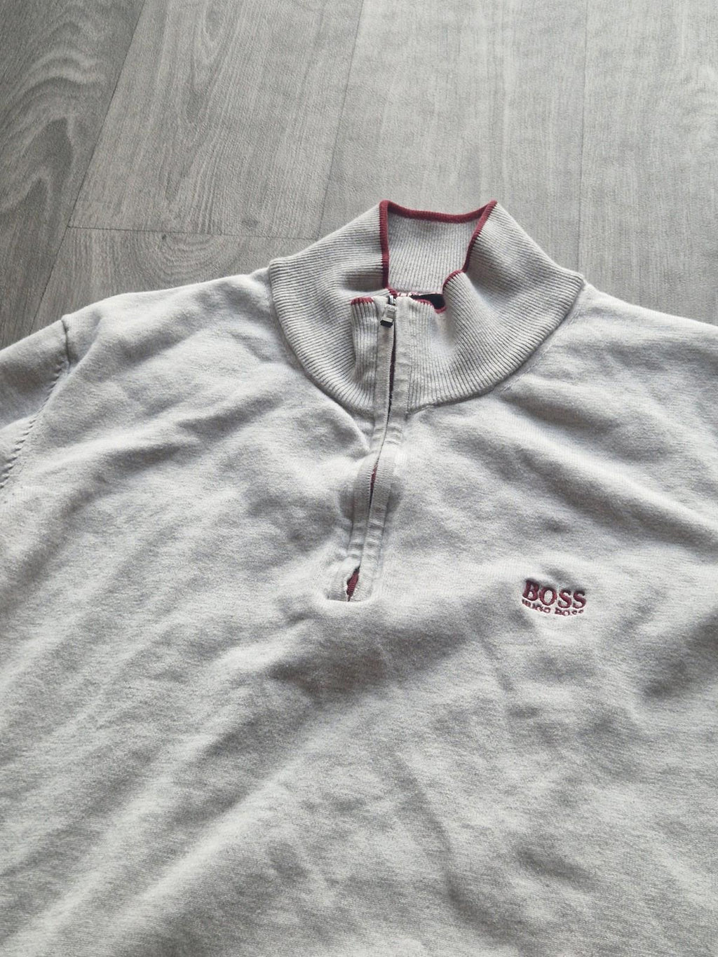Hugo Boss Grey Quarter Zip Sweatshirt Jumper Uk Size Xxl Slim Fit Vgc