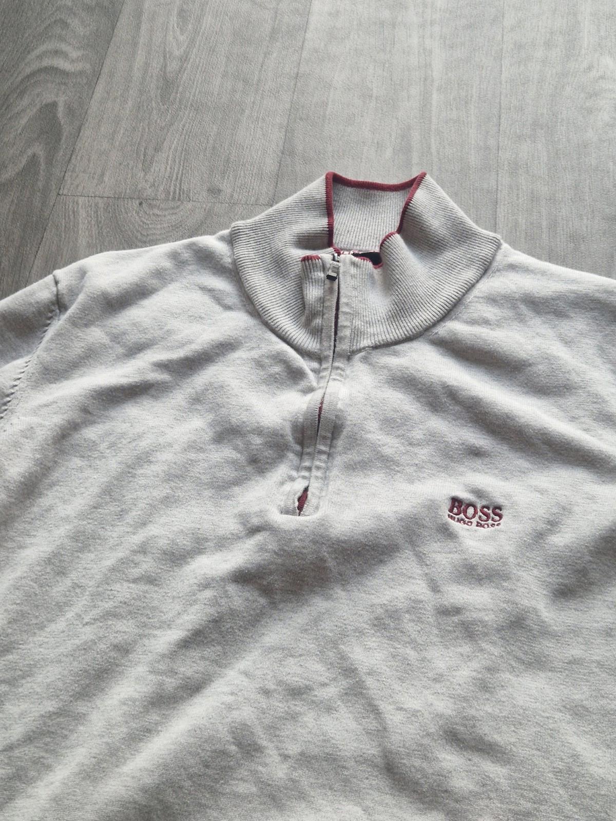 Hugo Boss Grey Quarter Zip Sweatshirt Jumper Uk Size Xxl Slim Fit Vgc