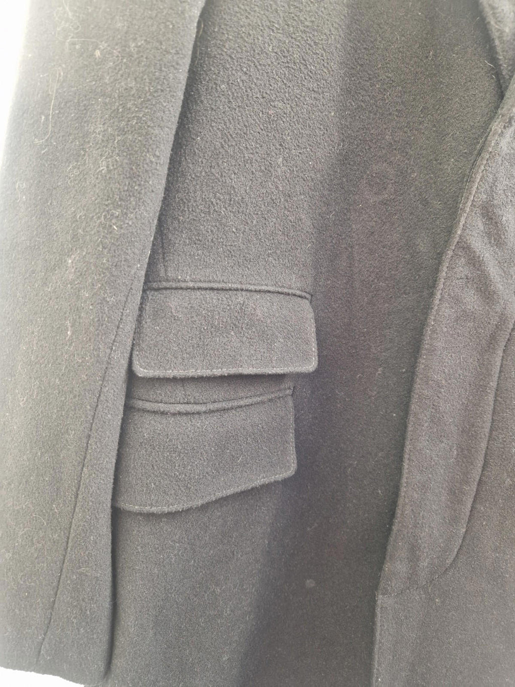 Henley & Knight Mens Black Over Coat Wool &  Cashmere  Blend Uk Size Xl  Gc