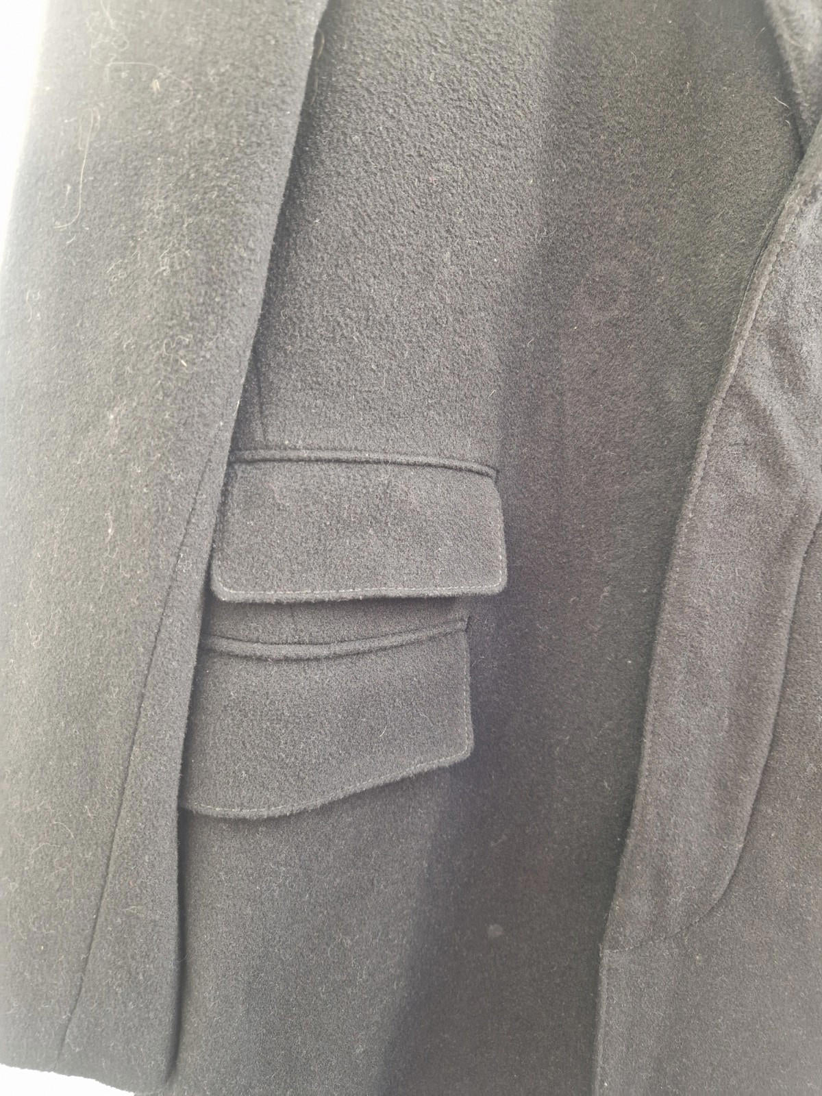 Henley & Knight Mens Black Over Coat Wool &  Cashmere  Blend Uk Size Xl  Gc