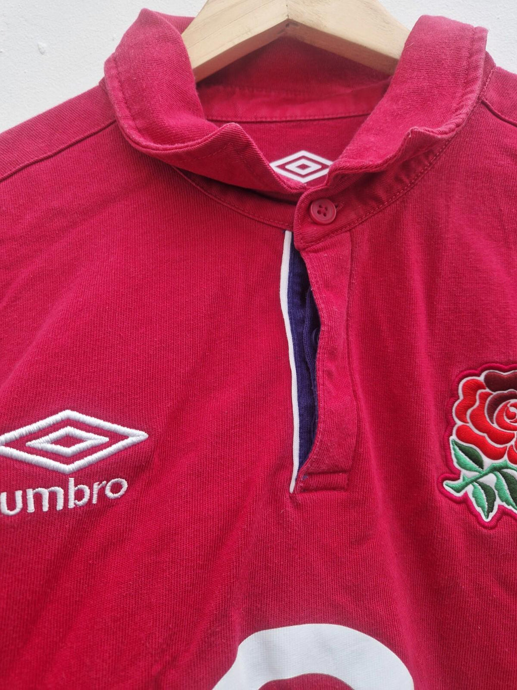 England Rugby Union Away Shirt 2021/2022 Umbro Classic Cotton Red Uk  Size Xl Gc