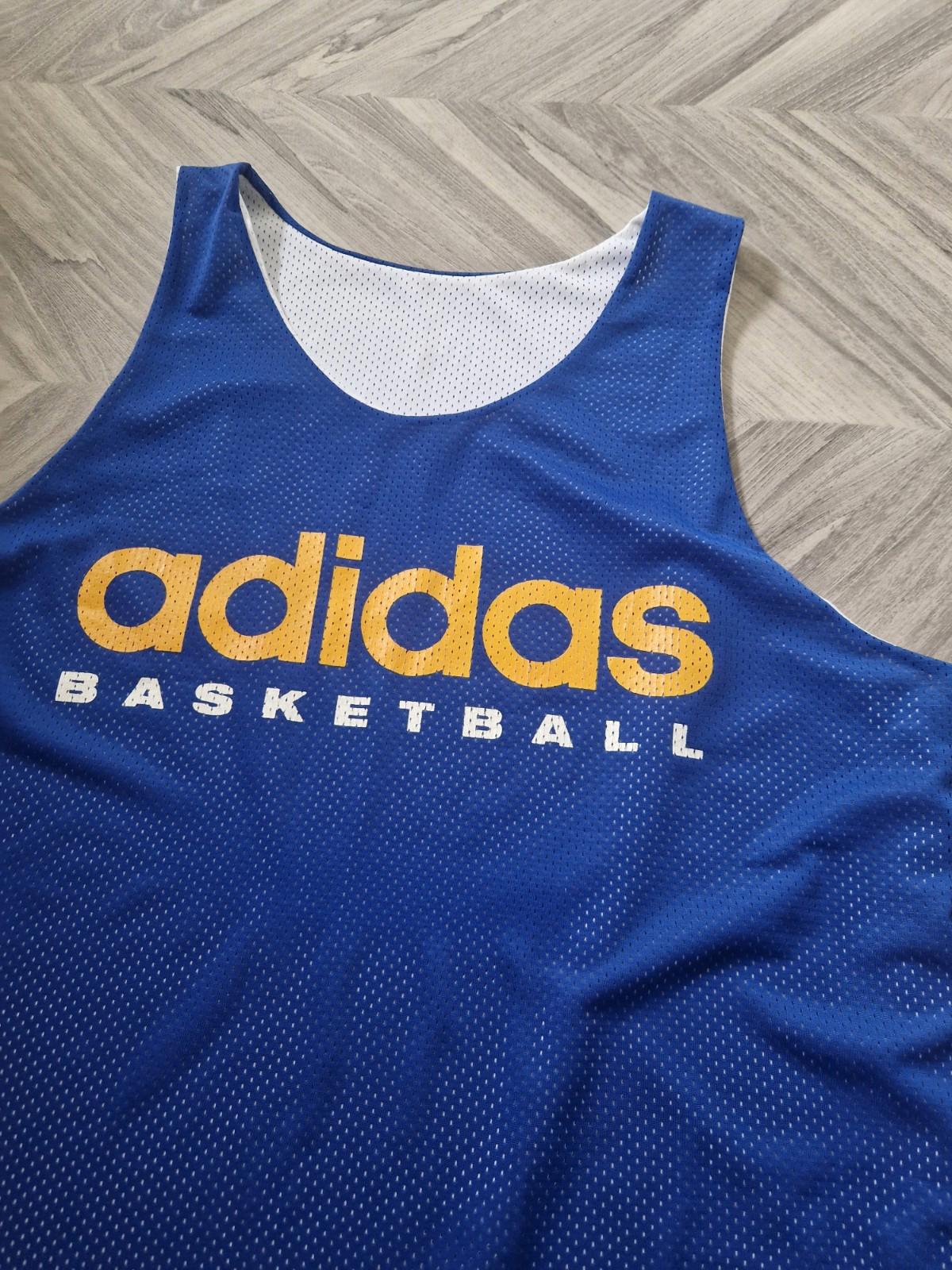 Vintage Rare Adidas  Basketball  Reverse Jersey Pit To Pit 24.5 Uk Size Xl Vgc