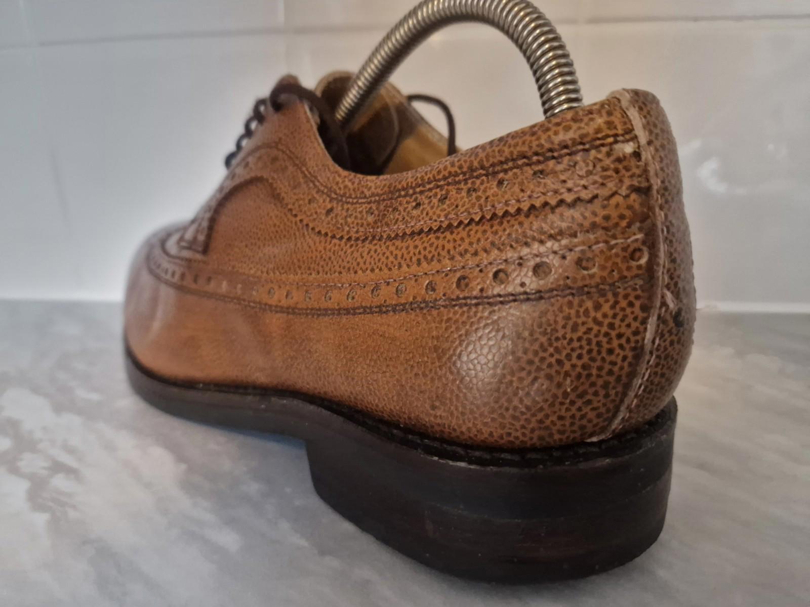 Samuel Windsor Brown Quality Grain Leather Wingtip Brogues Uk Size 8 Gc