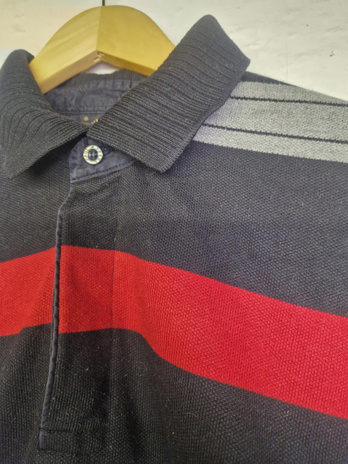 Paul & Shark Yachting Long Sleeve Polo Striped Shirt Fleece Lined Uk Size L Gc