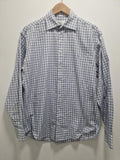 YSL Mens Blue & White Checked Shirt Cotton Preowened  Uk Size M Gc