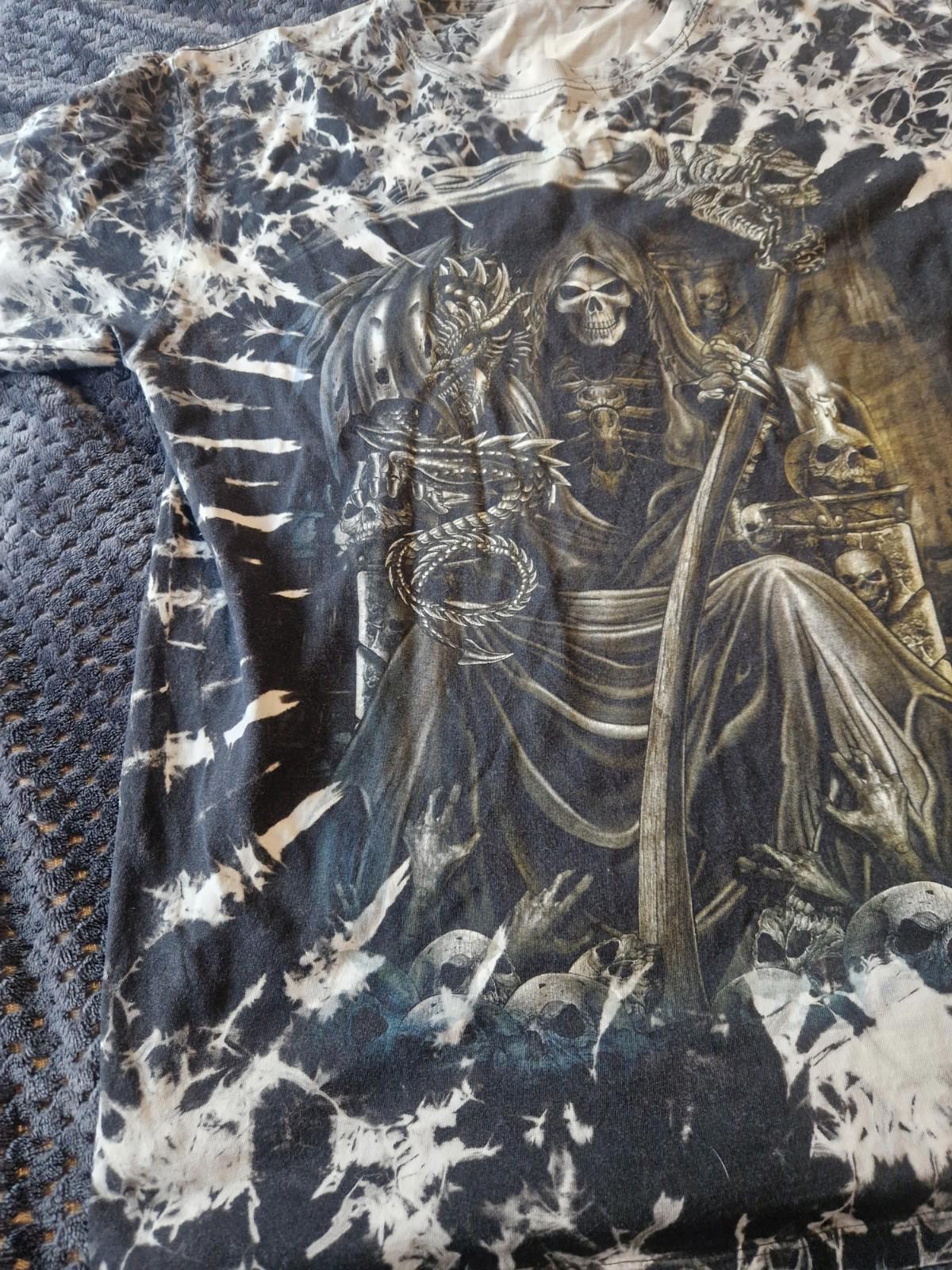 Grim Reaper Glow in the Dark Tie Dye Graphic T-Shirt Uk Size  Xl On A Wild Tag