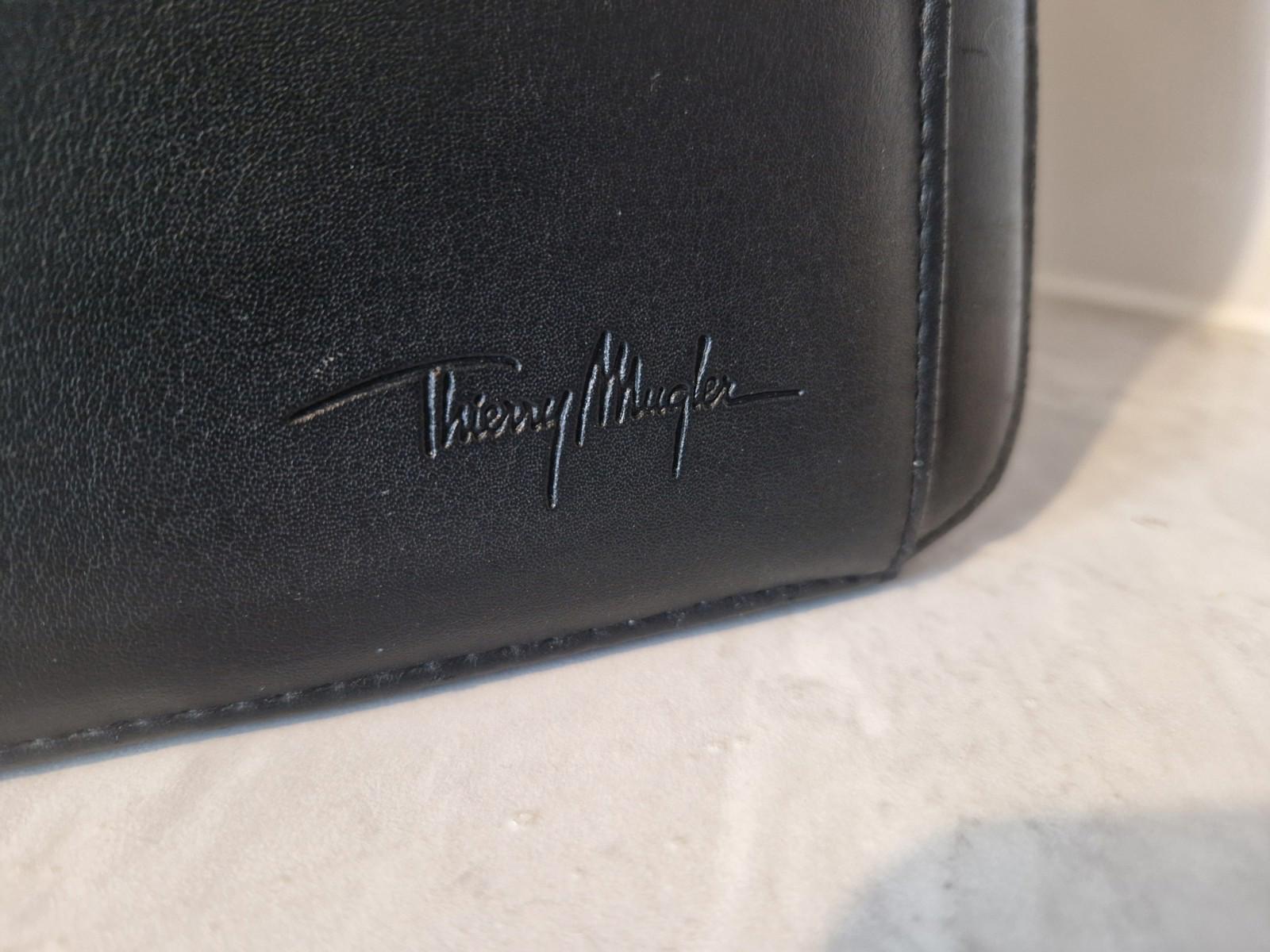 Thiery Mugler Black Vintage Faux Leather Briefcase Attache Bag 2 Keys 16 x 12"