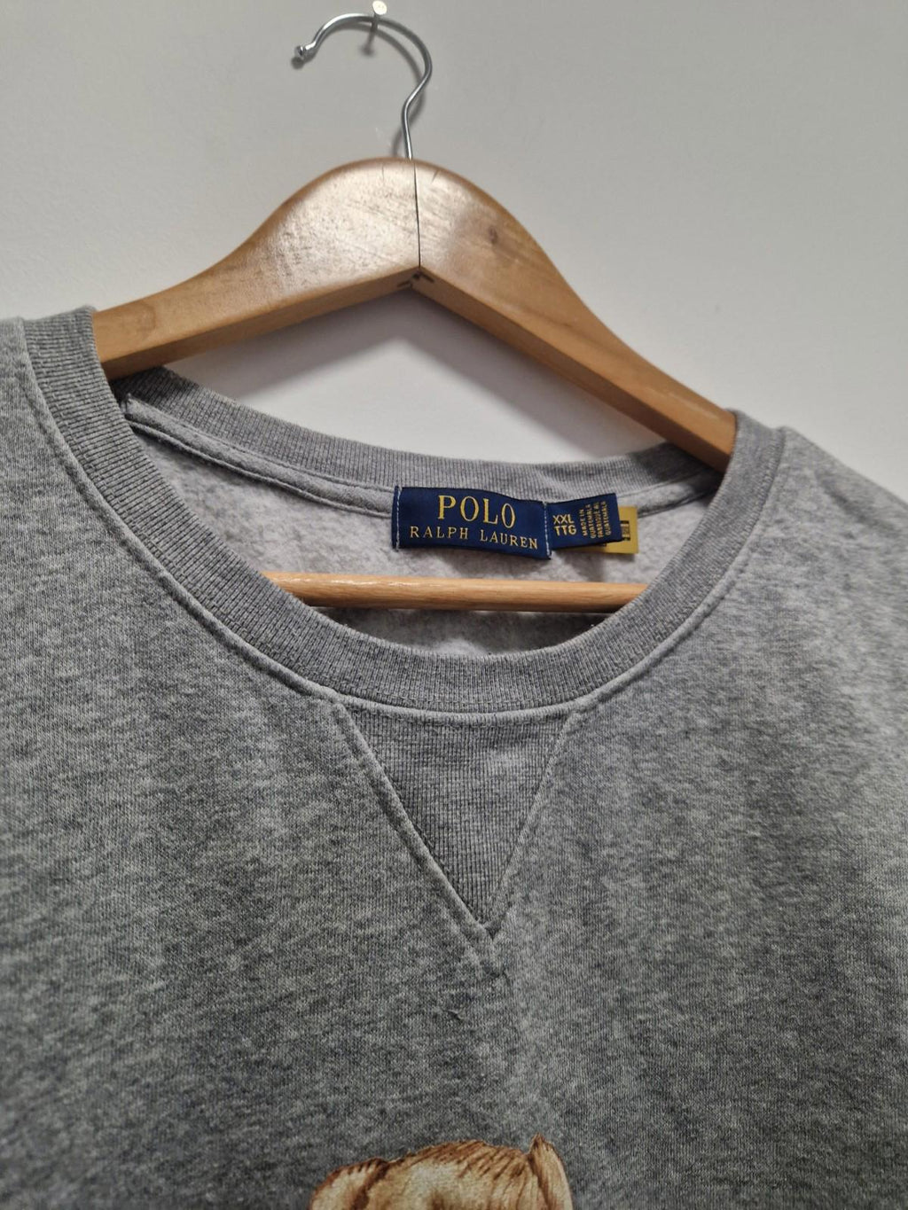 Ralph Lauren polo bear Crew Neck sweater Grey With Basketball Bear Uk Xxl  Gc