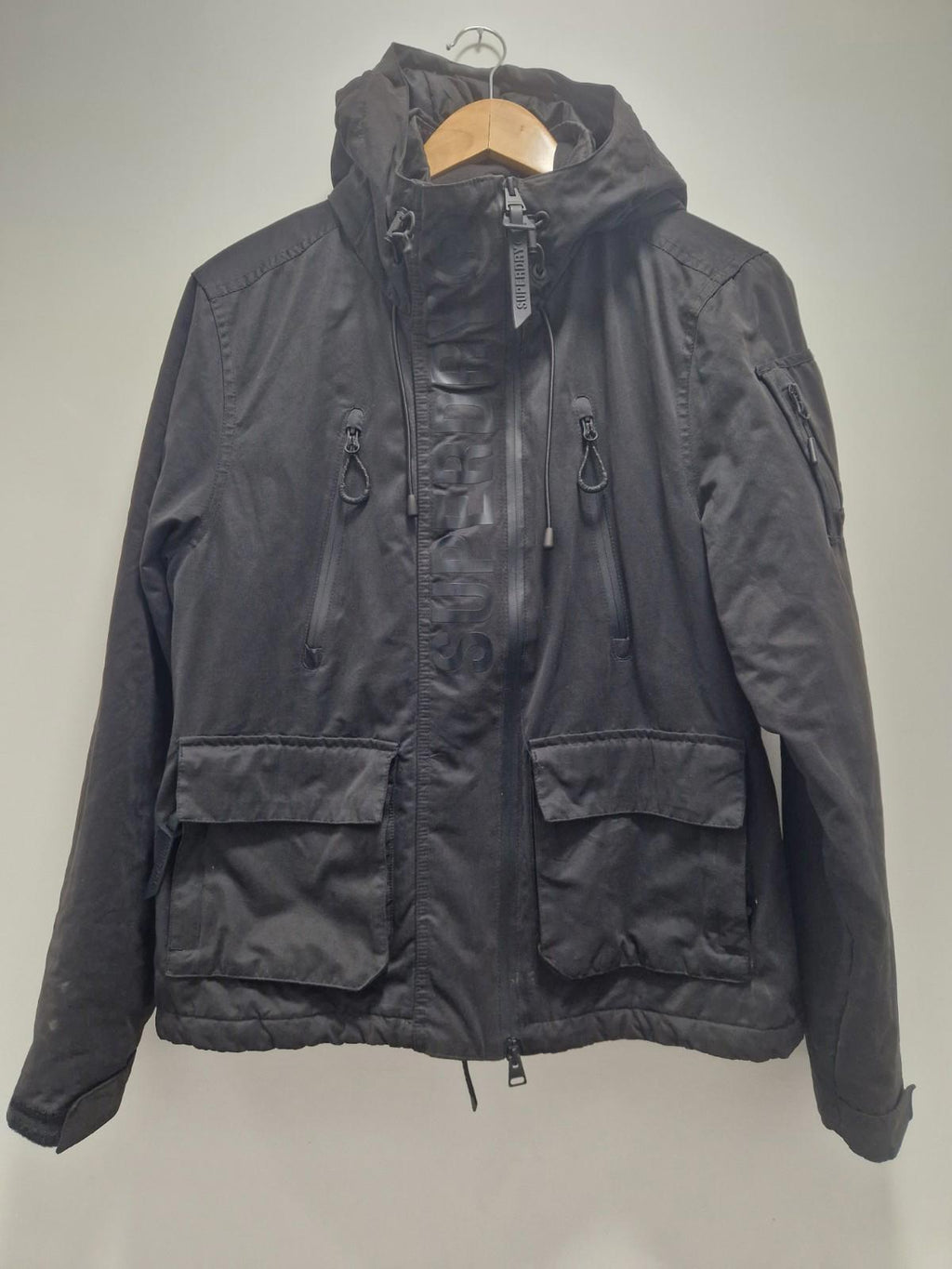 Superdry Ultimate Microfibre SD-Wind Jacket Black Uk Size 16 Preowened  Gc