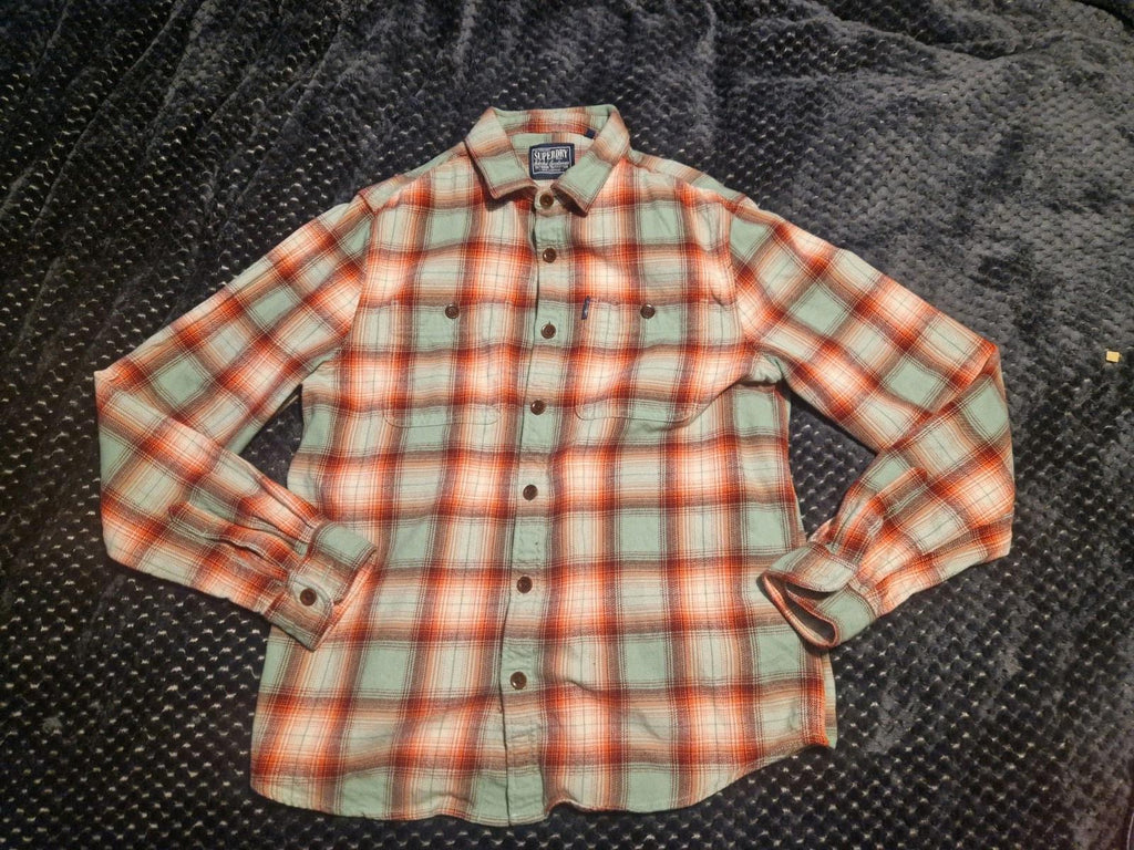 Superdry Men’s Heavyweight Cotton Check Plaid Lumberjack Flannel Shirt Uk Meduim