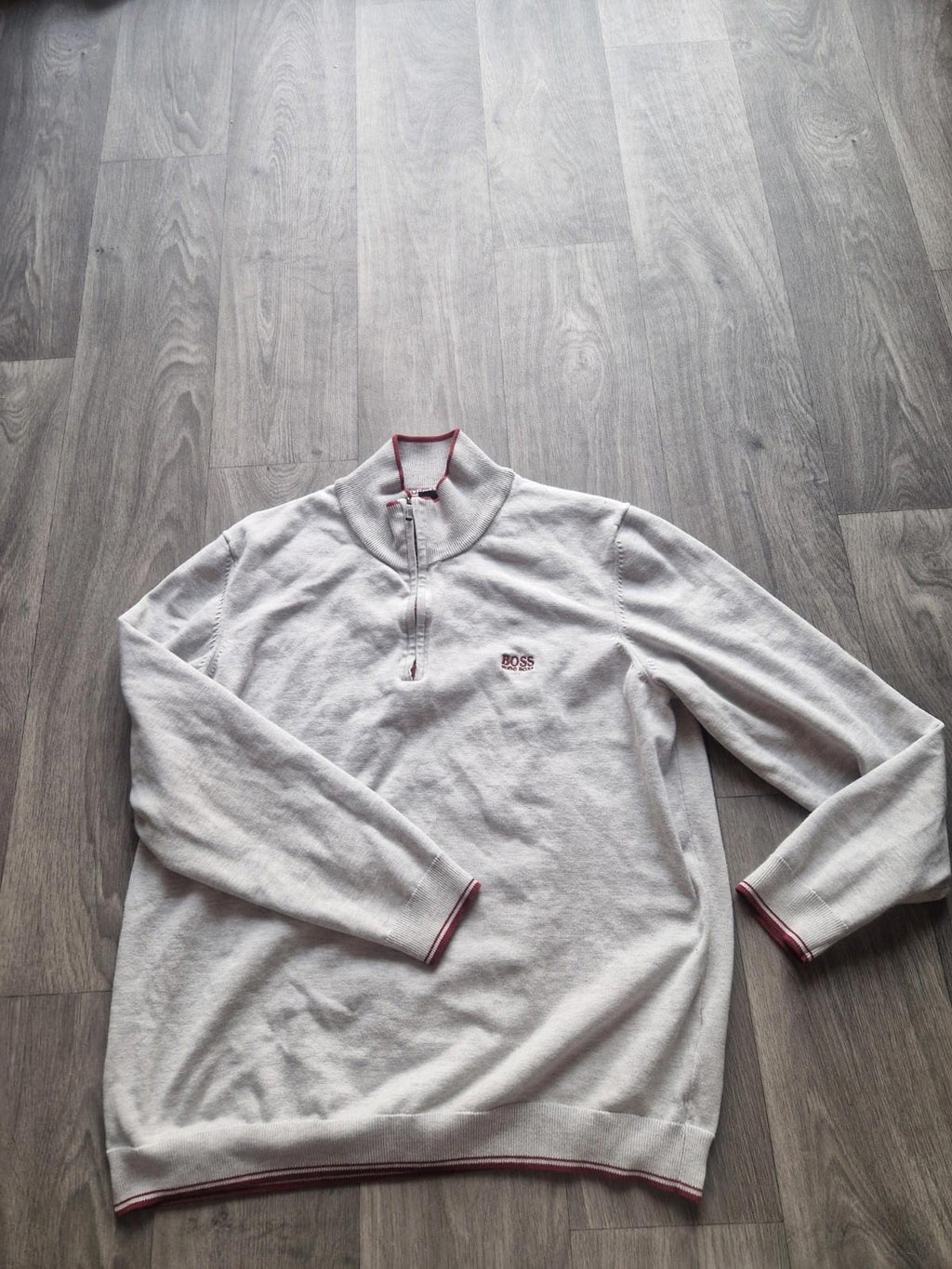 Hugo Boss Grey Quarter Zip Sweatshirt Jumper Uk Size Xxl Slim Fit Vgc