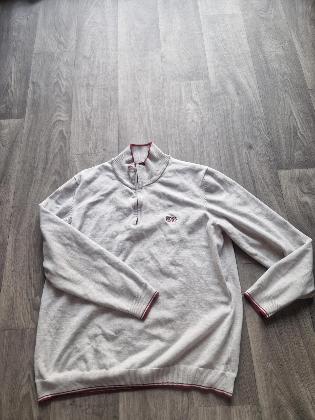 Hugo Boss Grey Quarter Zip Sweatshirt Jumper Uk Size Xxl Slim Fit Vgc