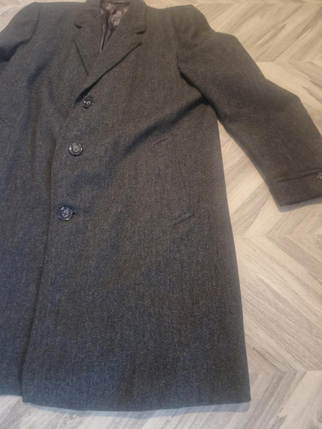 Vintage West Of England Burton  Mens Grey Wool Long Overcoat 40" Chest Uk M Vgc
