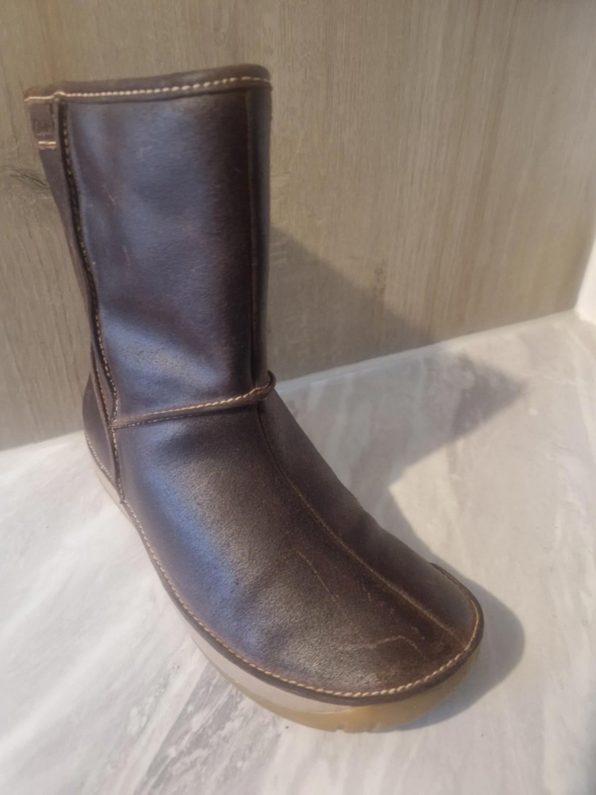 Clarks Ladies Flat Brown Leather Ankle Boots Wool Lined Uk Size 4.5 D Gc