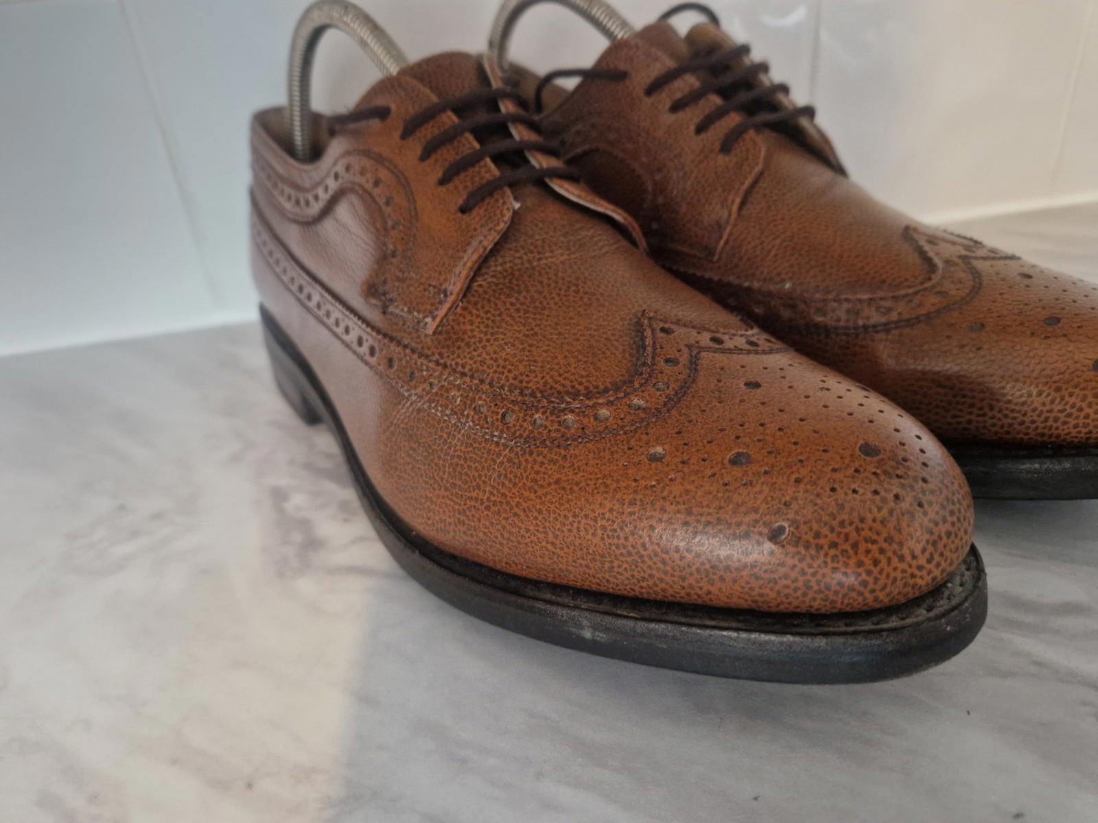 Samuel Windsor Brown Quality Grain Leather Wingtip Brogues Uk Size 8 Gc
