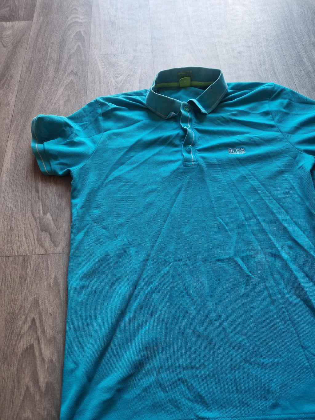 Hugo Boss Green Label Teal Blue Polo Shirt Uk Size Xl Slim Fit Vgc