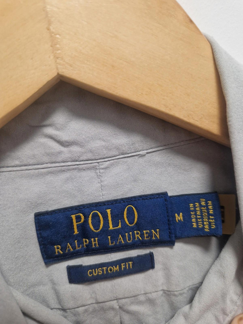 Polo Ralph Lauren Custom Fit Oxford Cotton Shirt in a grey stone color Uk M Gc