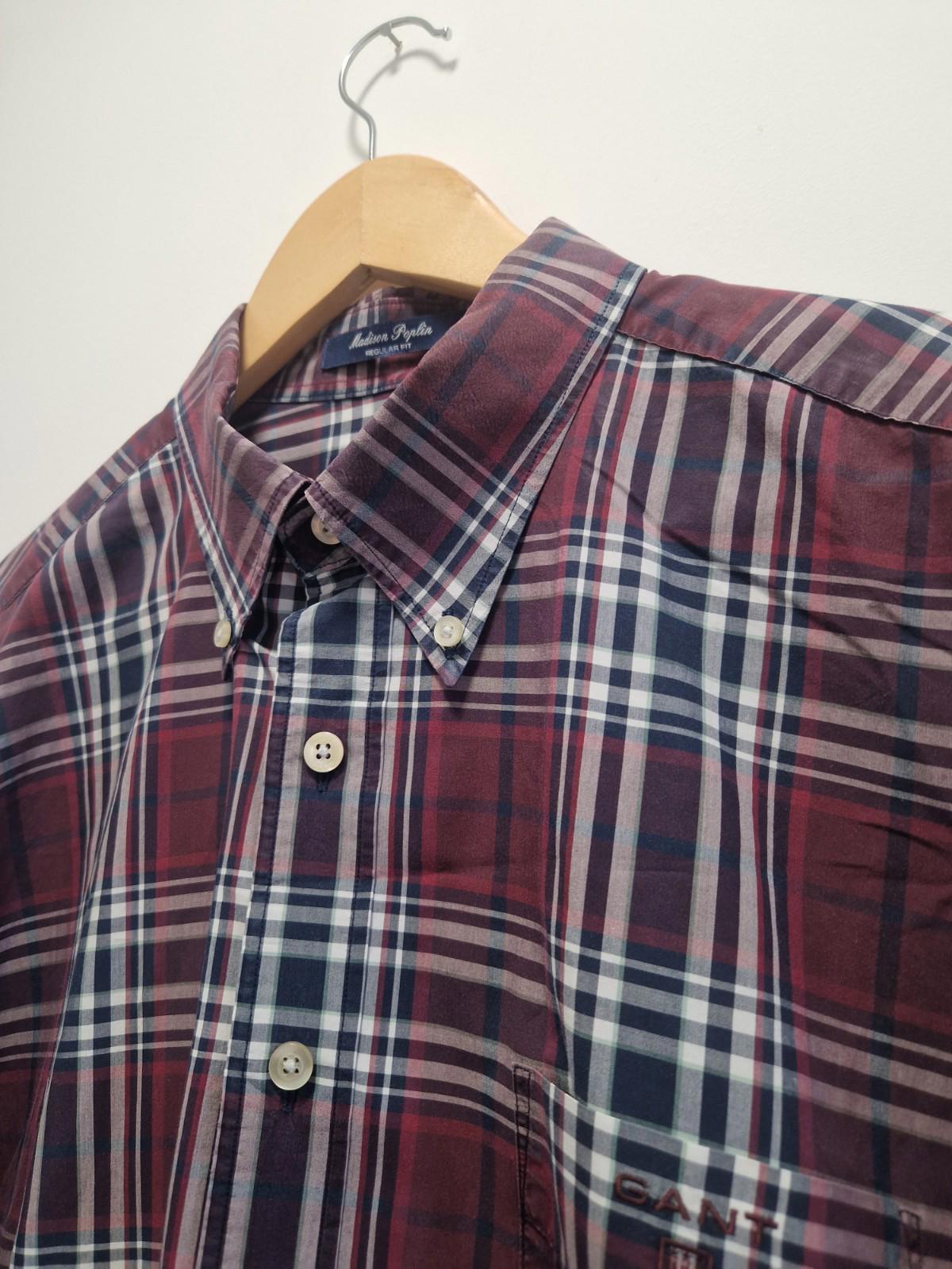 Gant Shirt Size XL Men's Check Madison Poplin Regular Fit Cotton Long Sleeve