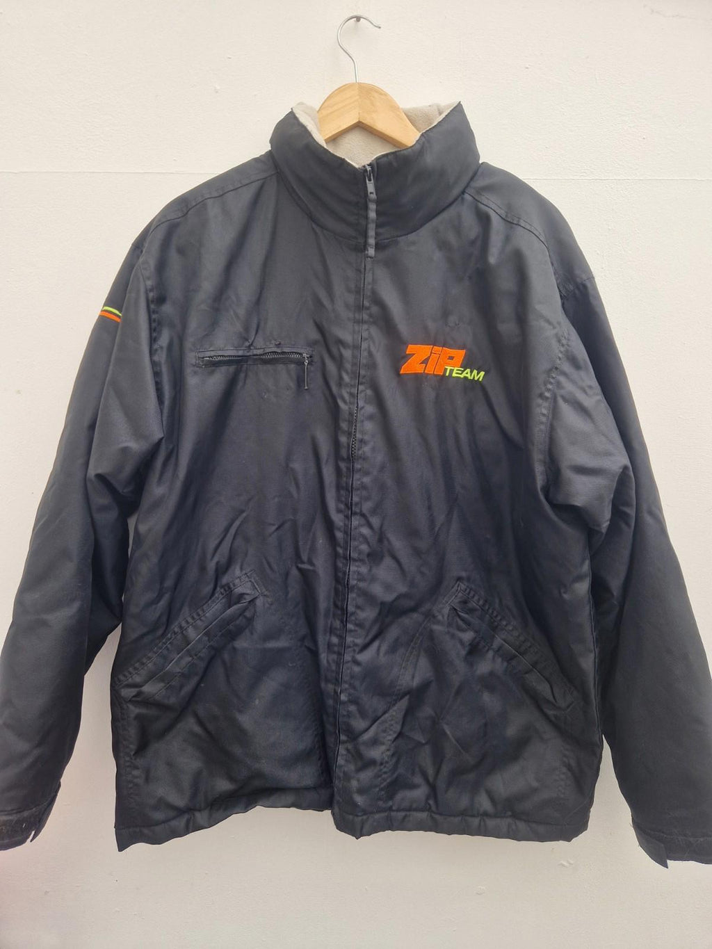 Zip Team Young Guns Go Karting Crew Fleece Lined Black Jacket  Uk Size  L Vgc
