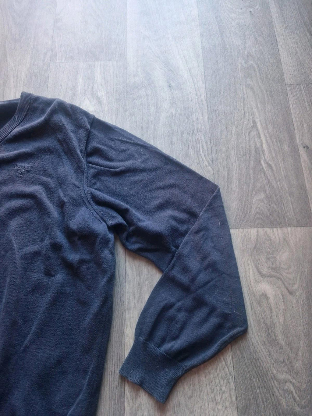 Barbour  V Neck  100% Pima Cotton  Navy Blue  Jumper Uk Xl Vgc