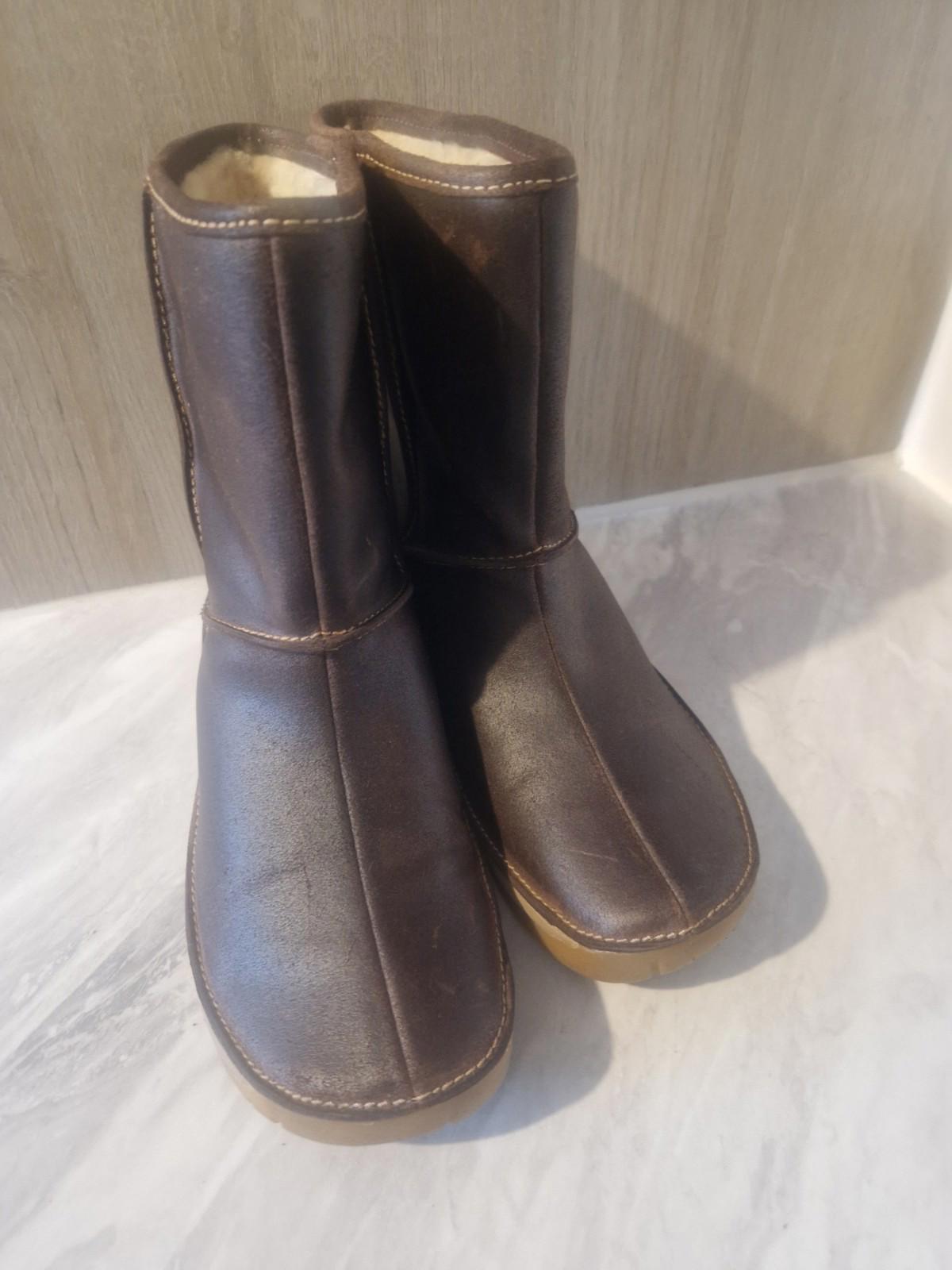 Clarks Ladies Flat Brown Leather Ankle Boots Wool Lined Uk Size 4.5 D Gc