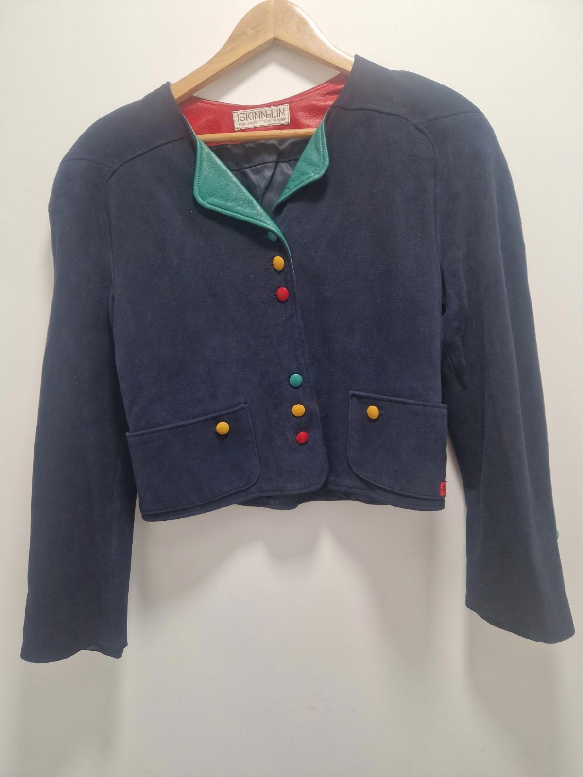Vintage 80s Iskinolin Ann Marie Suede Ladies Jacket Padded Shoulders Uk S Vgc