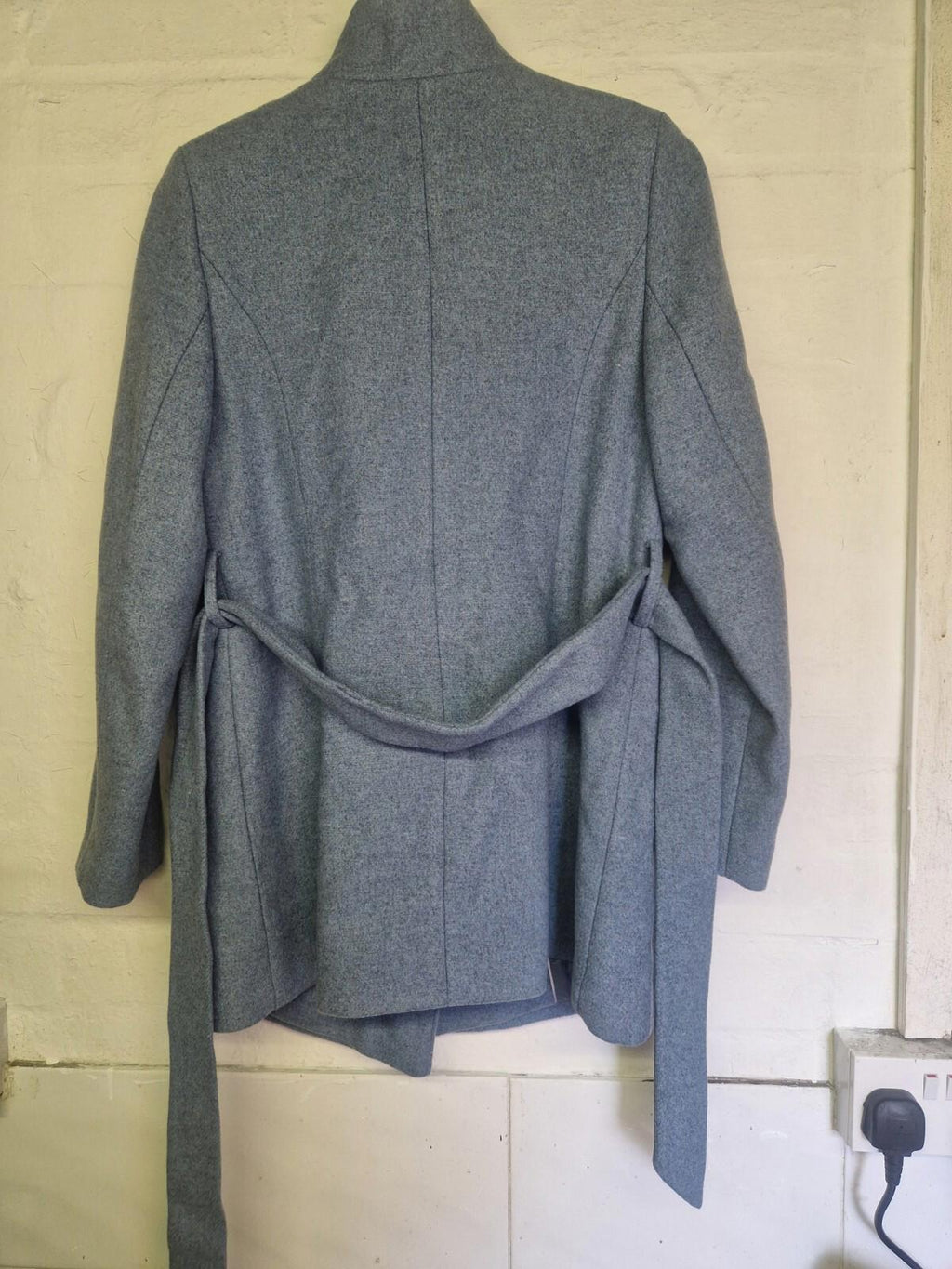 Monsoon  WoolRich Grey/Blue Double Breasted Wool Coat Vgc Uk Size 10