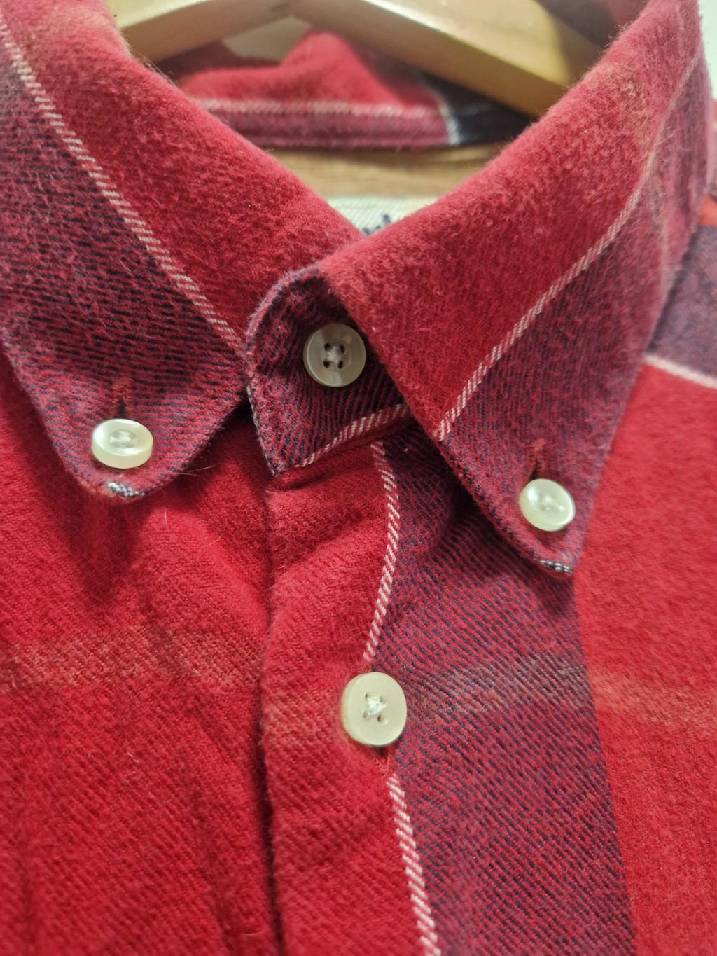 Barbour John Tr Red Checked Flannel Full Button  Shirt Smart Casual Uk Xl Gc