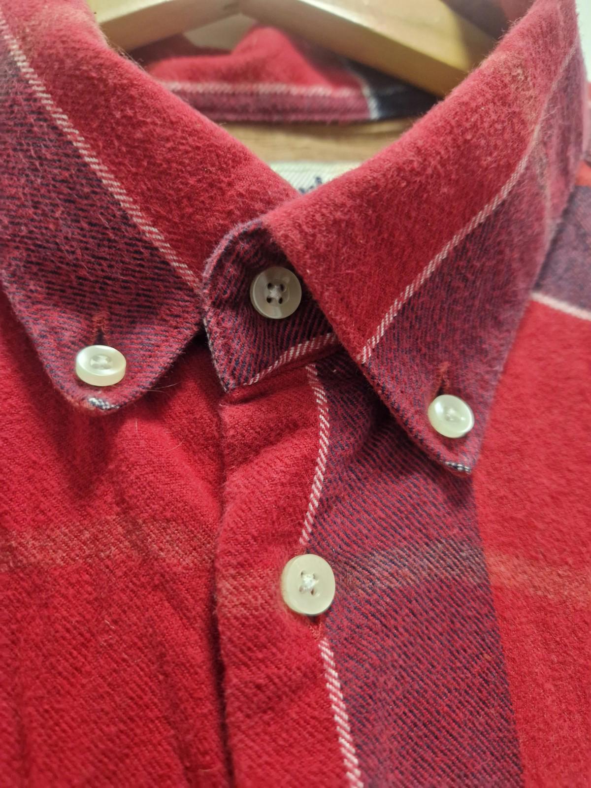 Barbour John Tr Red Checked Flannel Full Button  Shirt Smart Casual Uk Xl Gc