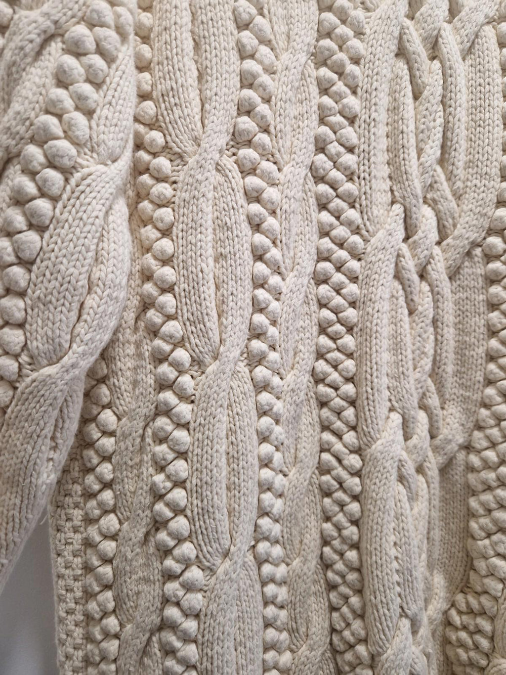 Vintage 90s Joseph Tricot Heavyweight  Cream 100% Cotton Cable Knit Jumper Uk M