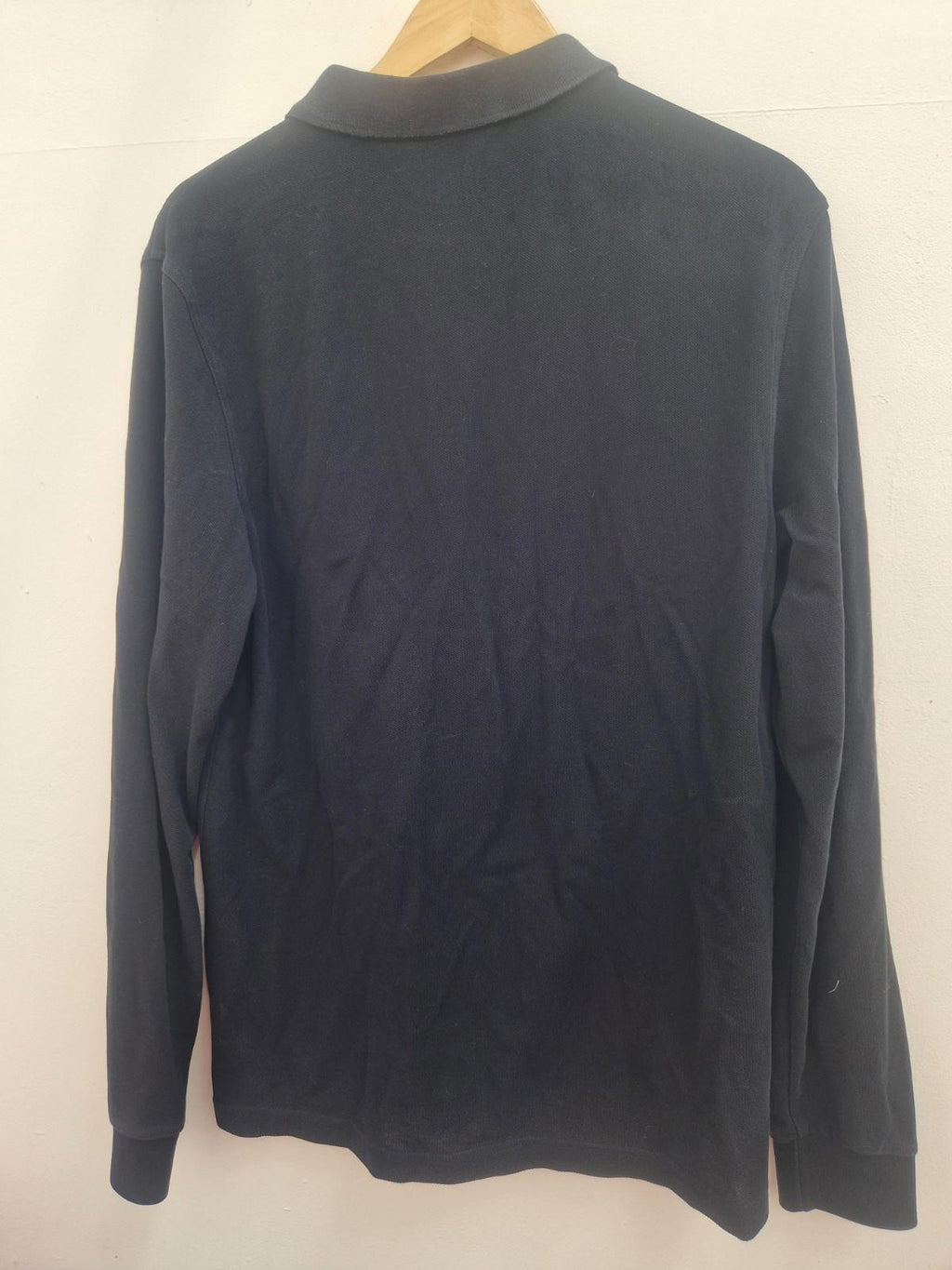 Fred Perry Mens Long Sleeve 100% Cotton Polo Shirt In Black Uk Size L Vgc