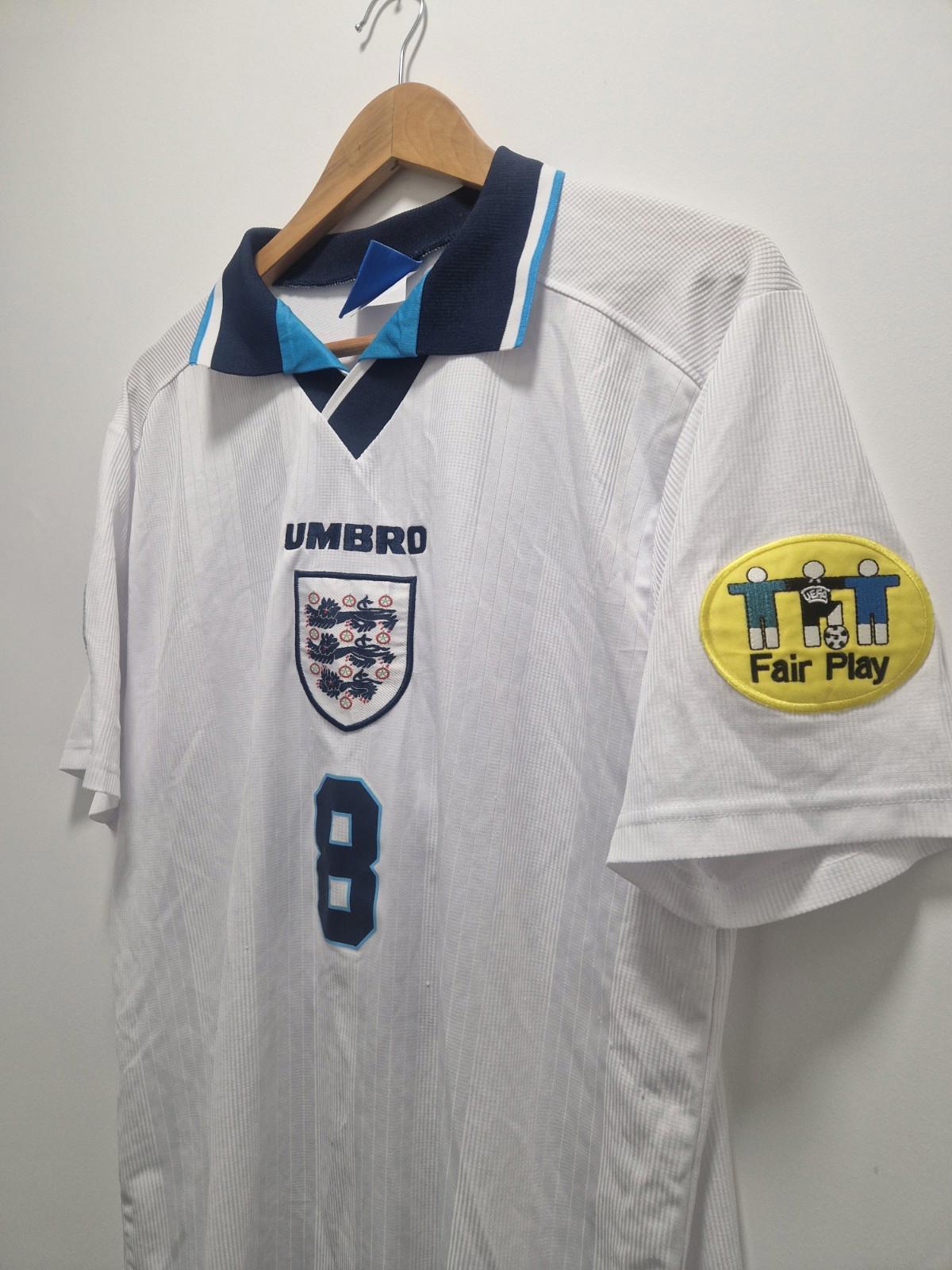 England Euro 1996 home football jersey with Paul Gascoigne's name & number Xl