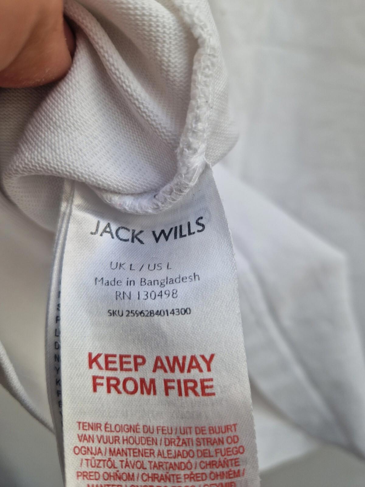 jack wills contrast graphic  tee 1999 White Uk Size L Gc