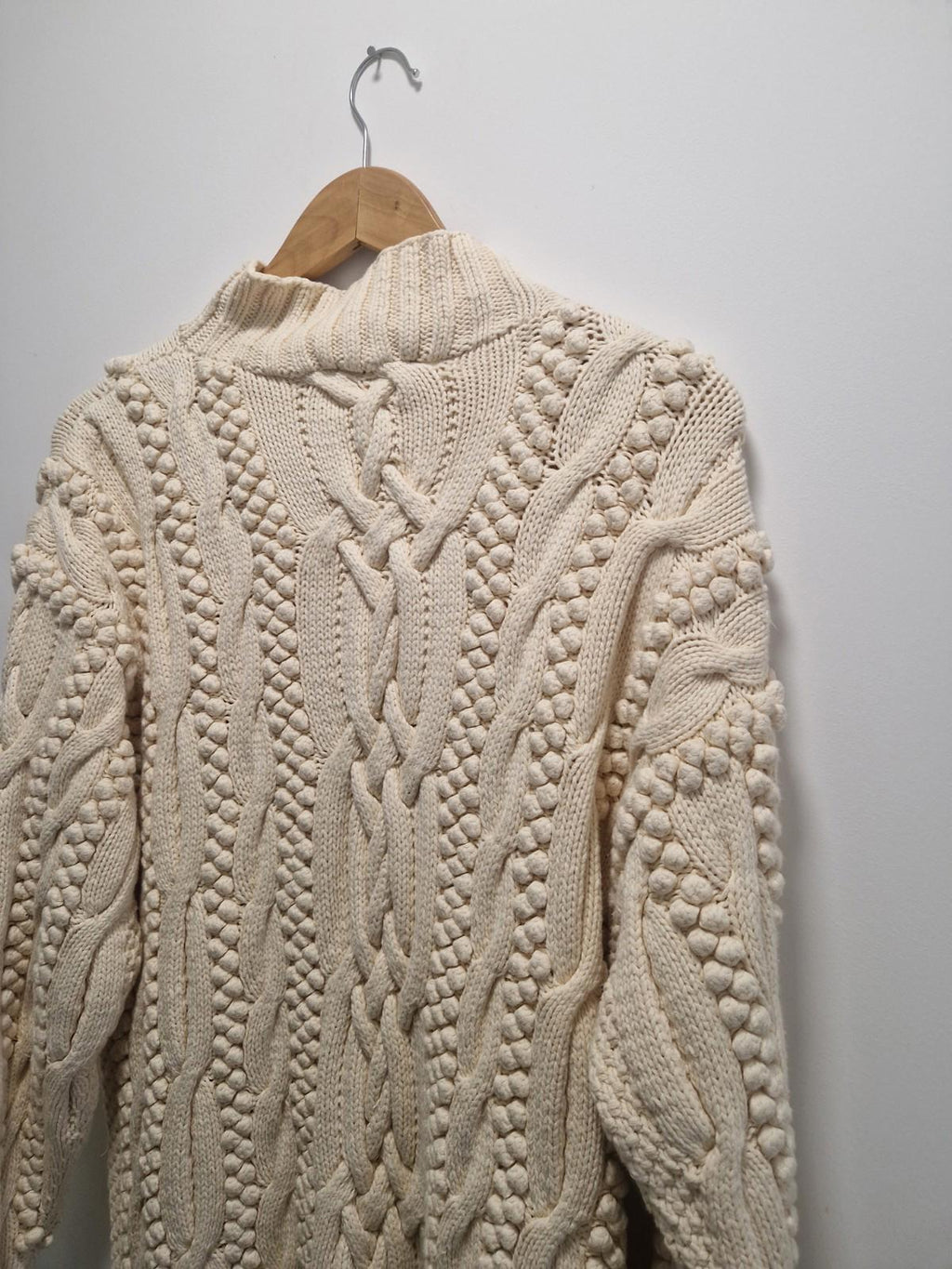 Vintage 90s Joseph Tricot Heavyweight  Cream 100% Cotton Cable Knit Jumper Uk M