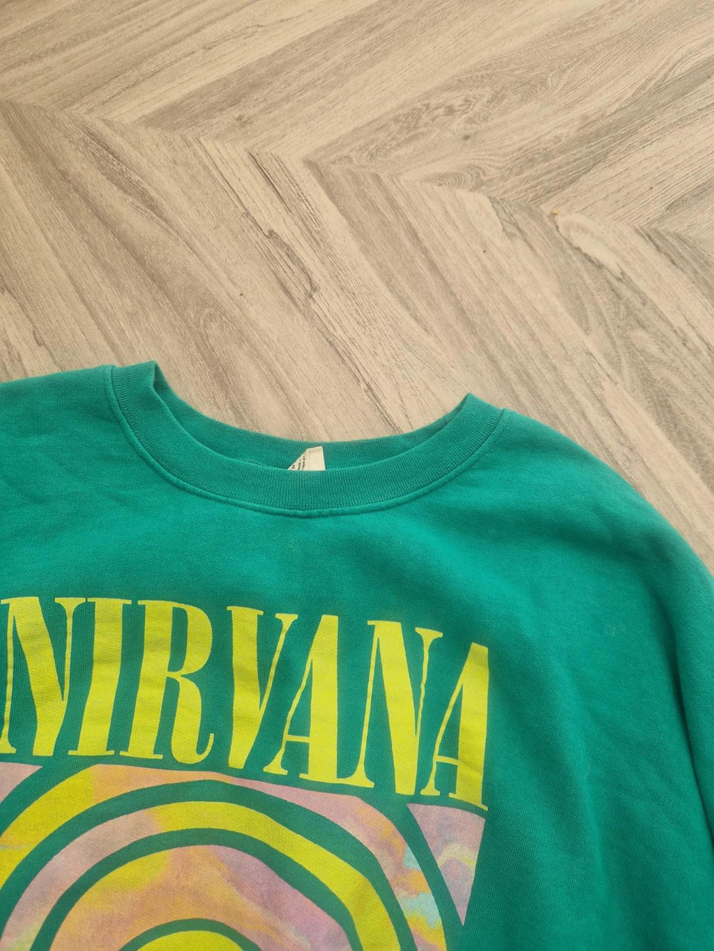 Urban Outfitters X Nirvana Oversized Sweatshirt Spiral Face Green Uk M/L Ladies