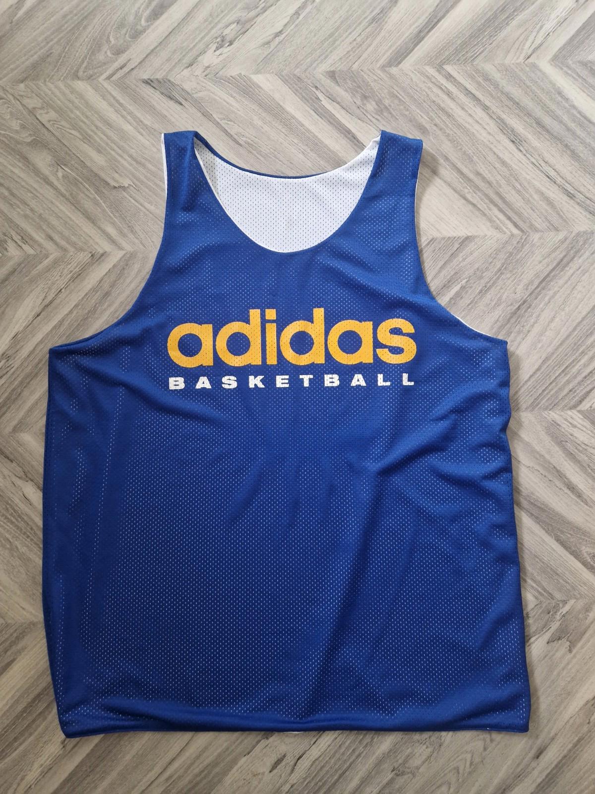Vintage Rare Adidas  Basketball  Reverse Jersey Pit To Pit 24.5 Uk Size Xl Vgc