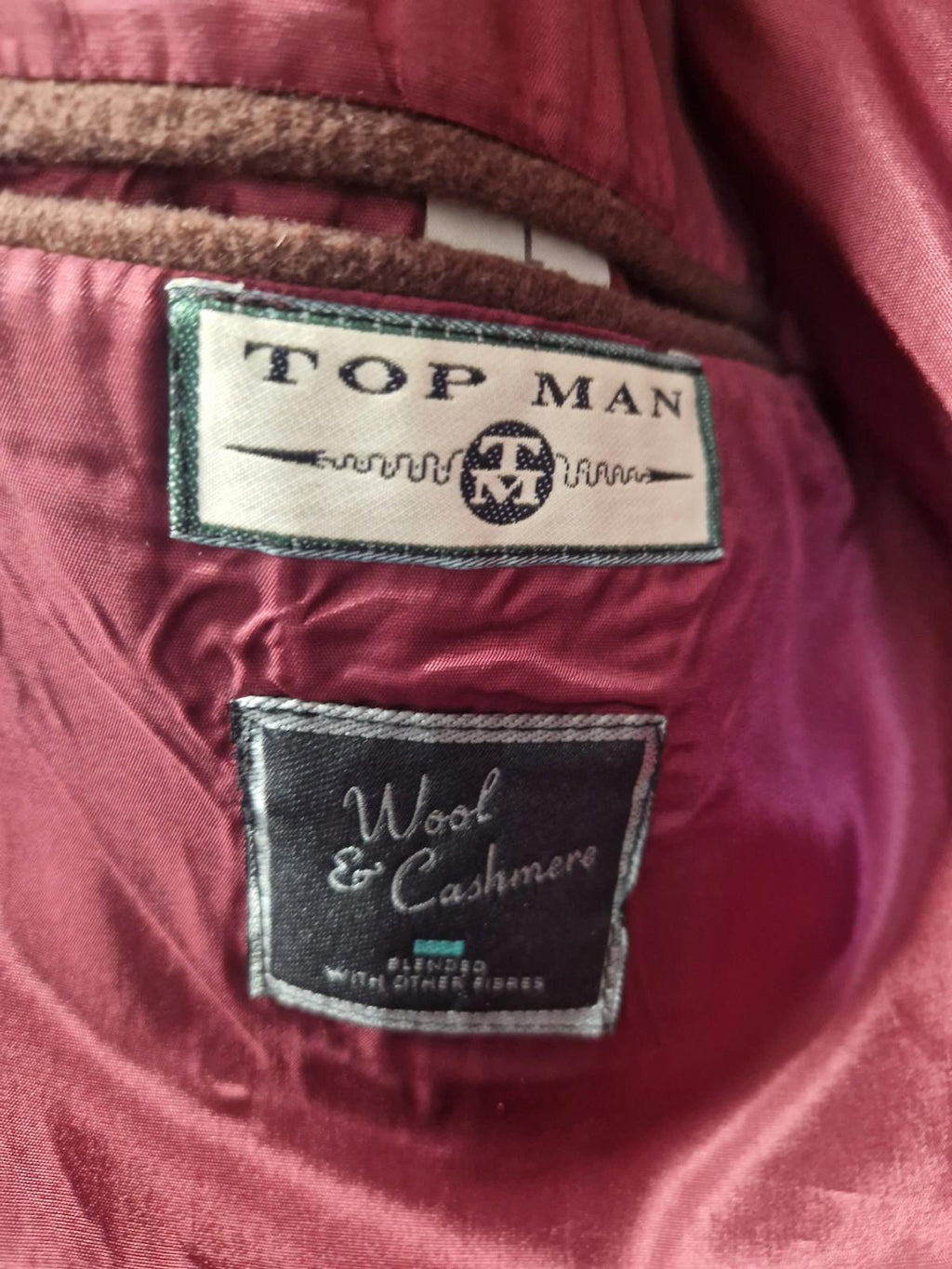 Vintage Top Man burgundy wool and cashmere blend men's blazer Uk Medium